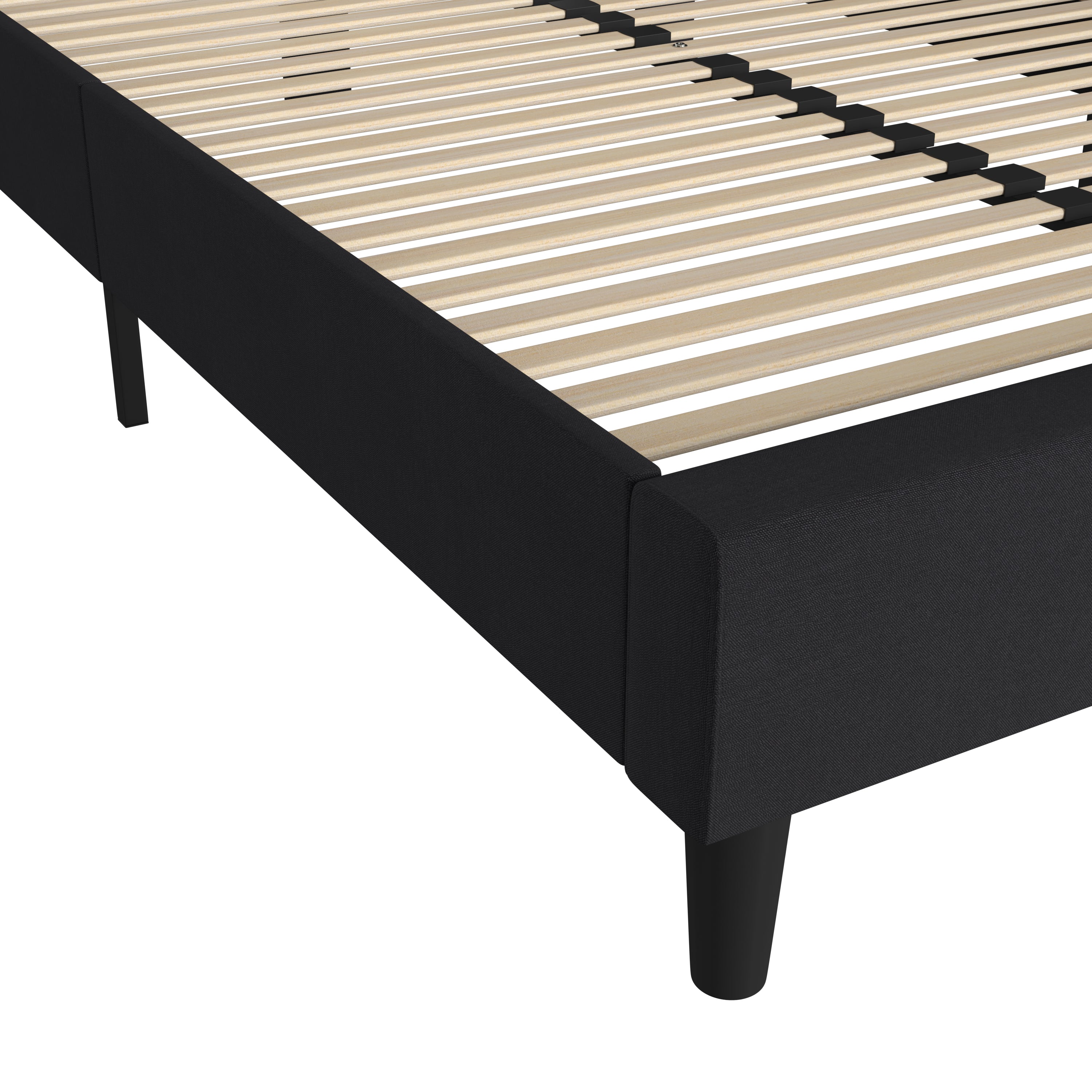 Addison Upholstered Platform Bed - Headboard with Rounded Edges - No Box Spring or Foundation Needed