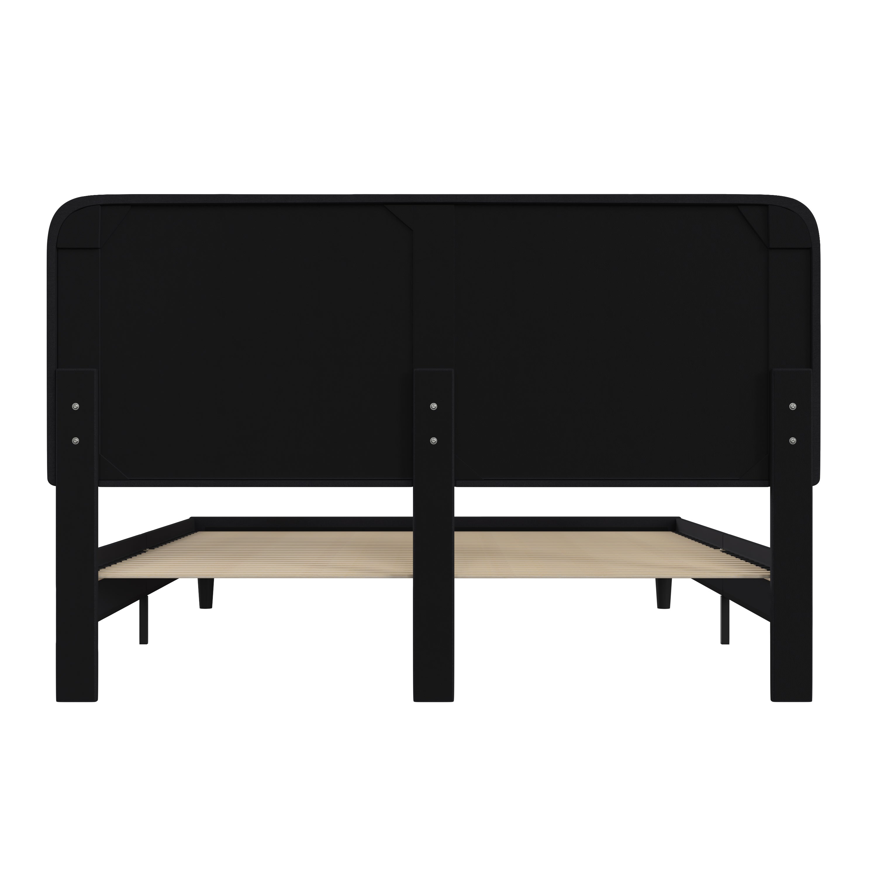 Addison Upholstered Platform Bed - Headboard with Rounded Edges - No Box Spring or Foundation Needed