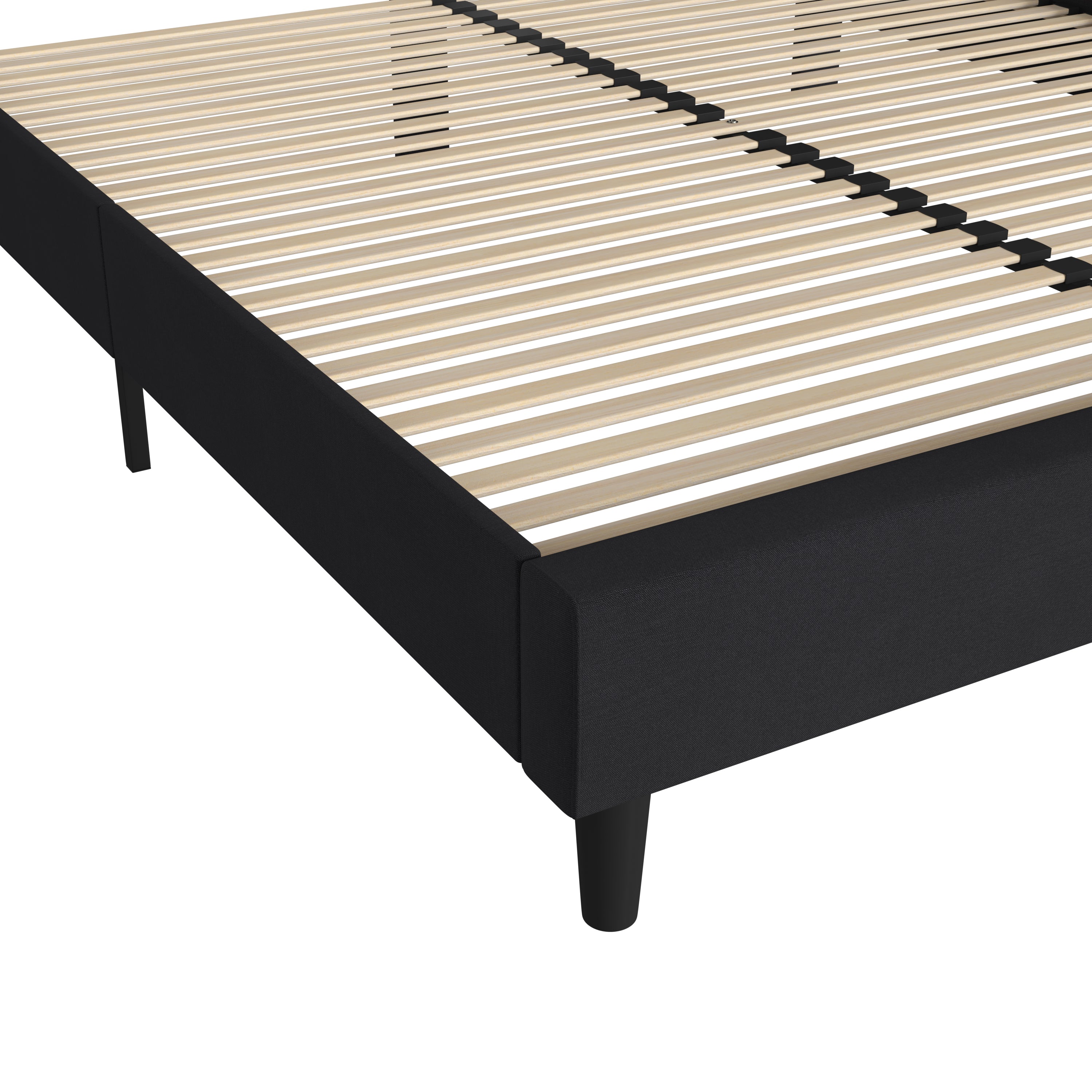 Addison Upholstered Platform Bed - Headboard with Rounded Edges - No Box Spring or Foundation Needed