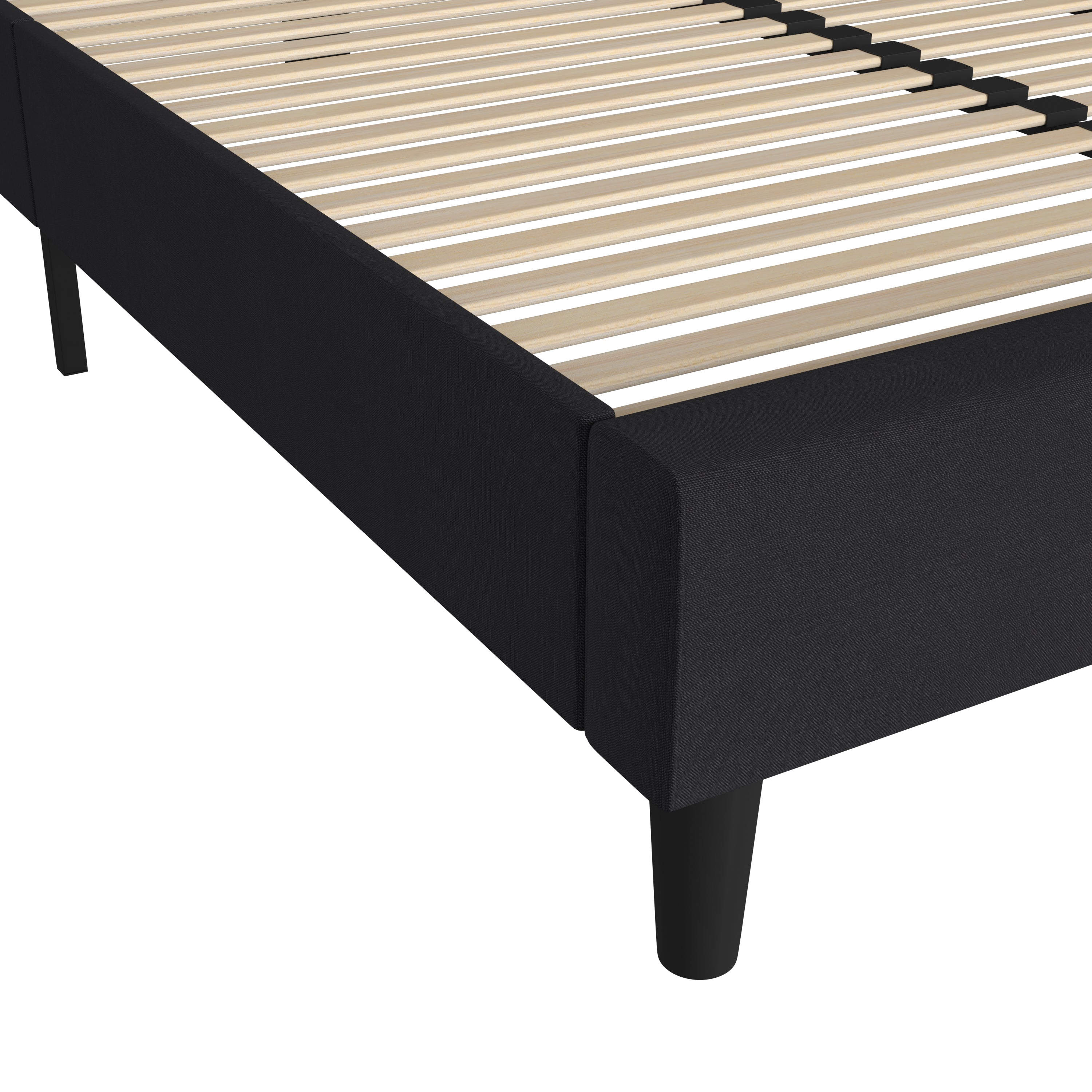 Addison Upholstered Platform Bed - Headboard with Rounded Edges - No Box Spring or Foundation Needed
