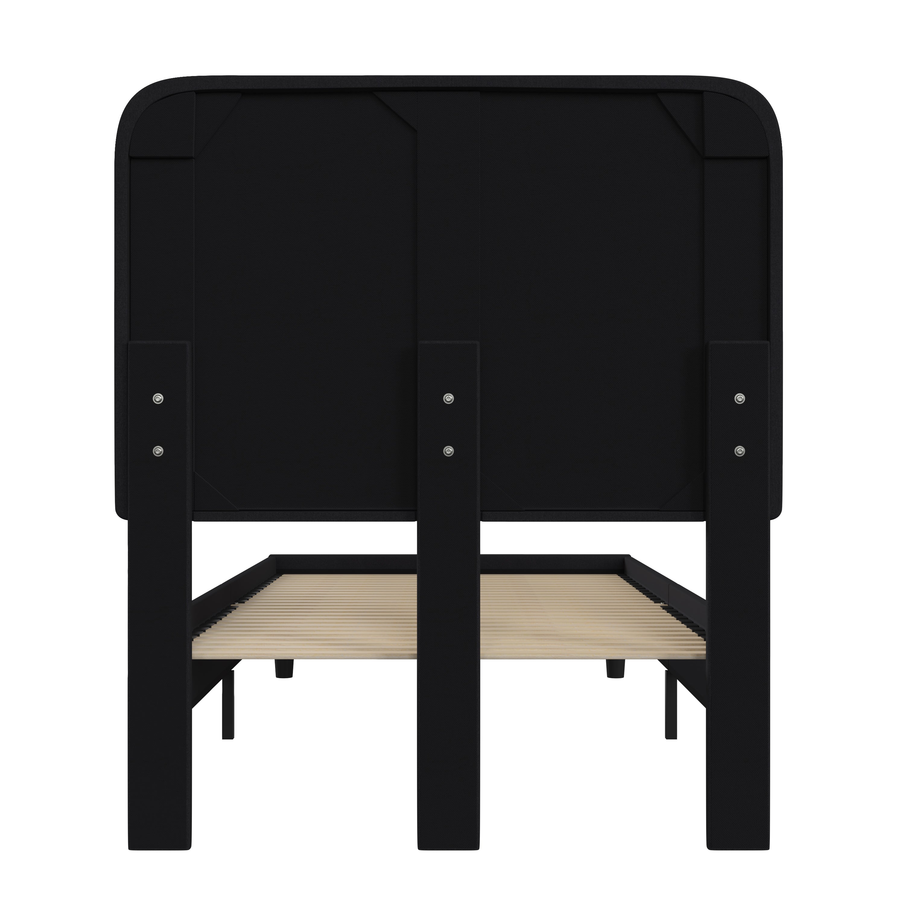 Addison Upholstered Platform Bed - Headboard with Rounded Edges - No Box Spring or Foundation Needed