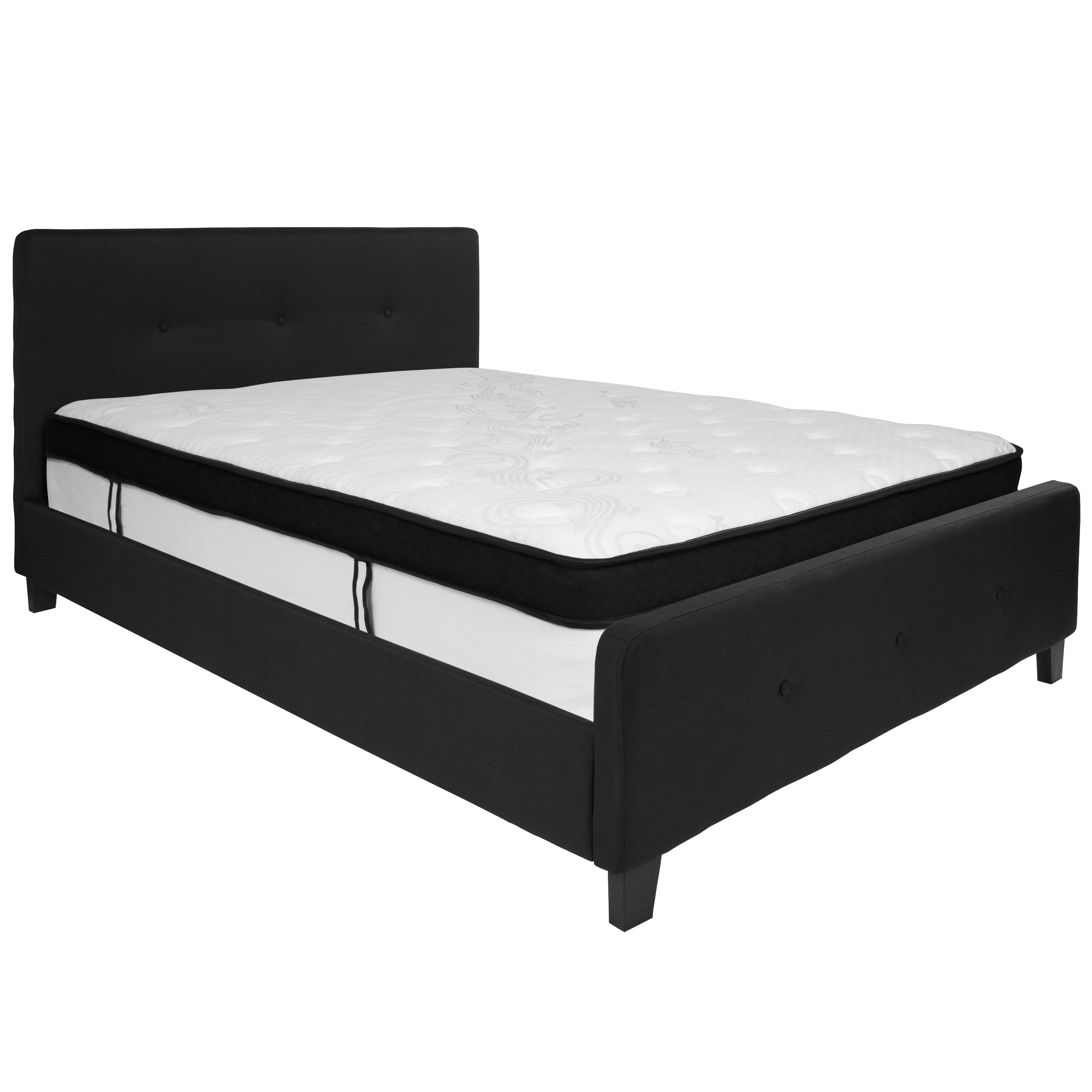 Tribeca Button Tufted Upholstered Platform Bed with Memory Foam Pocket Spring Mattress