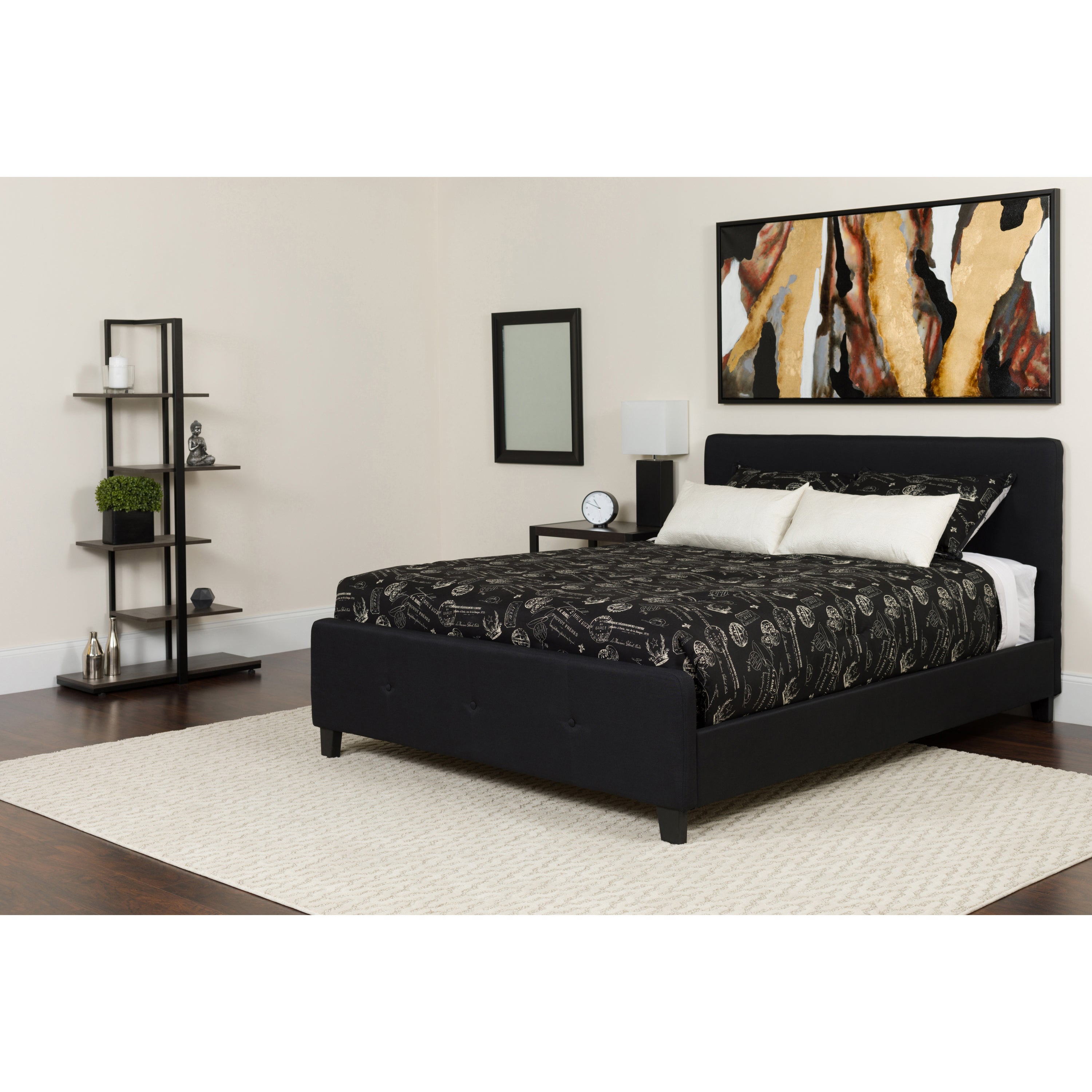 Tribeca Button Tufted Upholstered Platform Bed with Memory Foam Pocket Spring Mattress