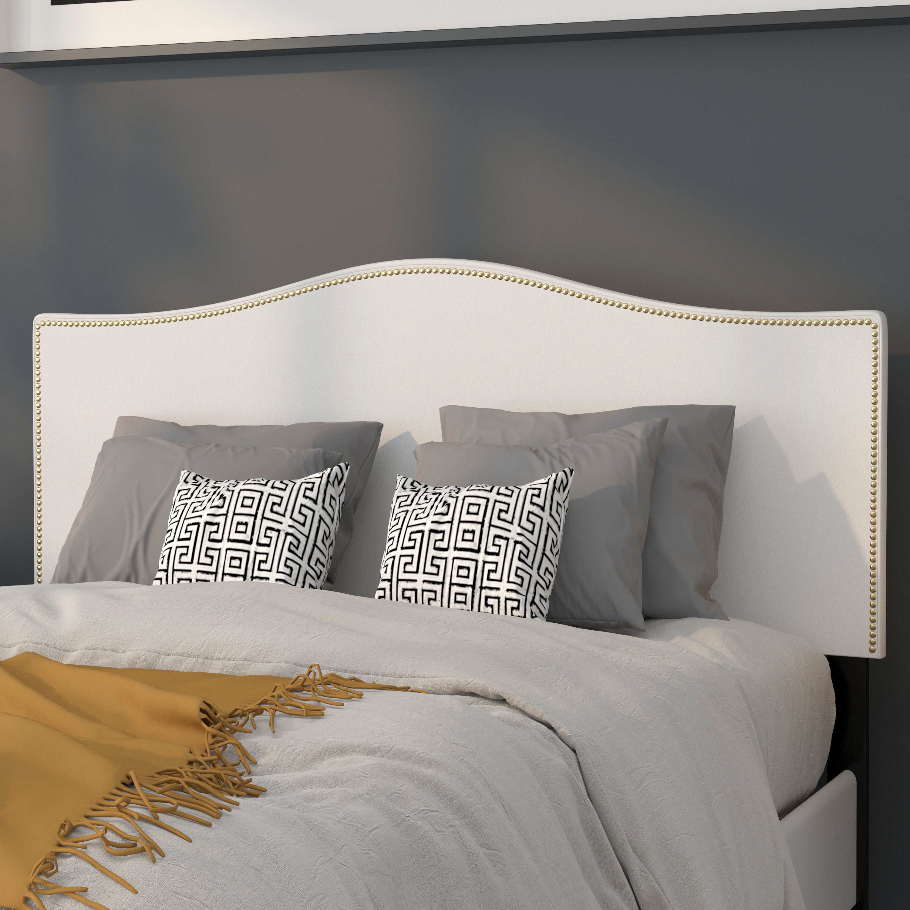 Lexington Arched Upholstered Headboard with Accent Nail Trim