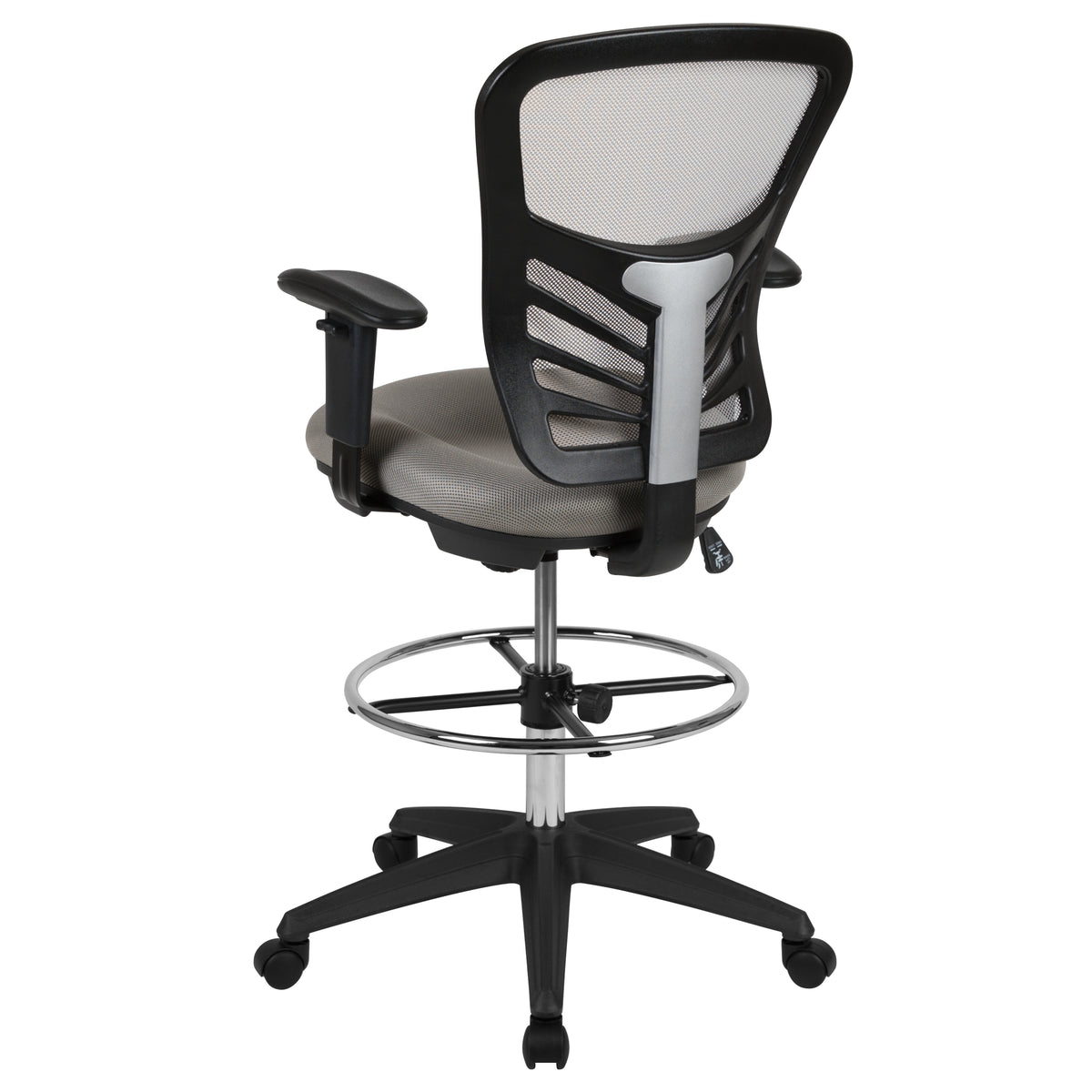 Mid-Back Mesh Ergonomic Drafting Chair with Adjustable Chrome Foot Ring, Adjustable Arms