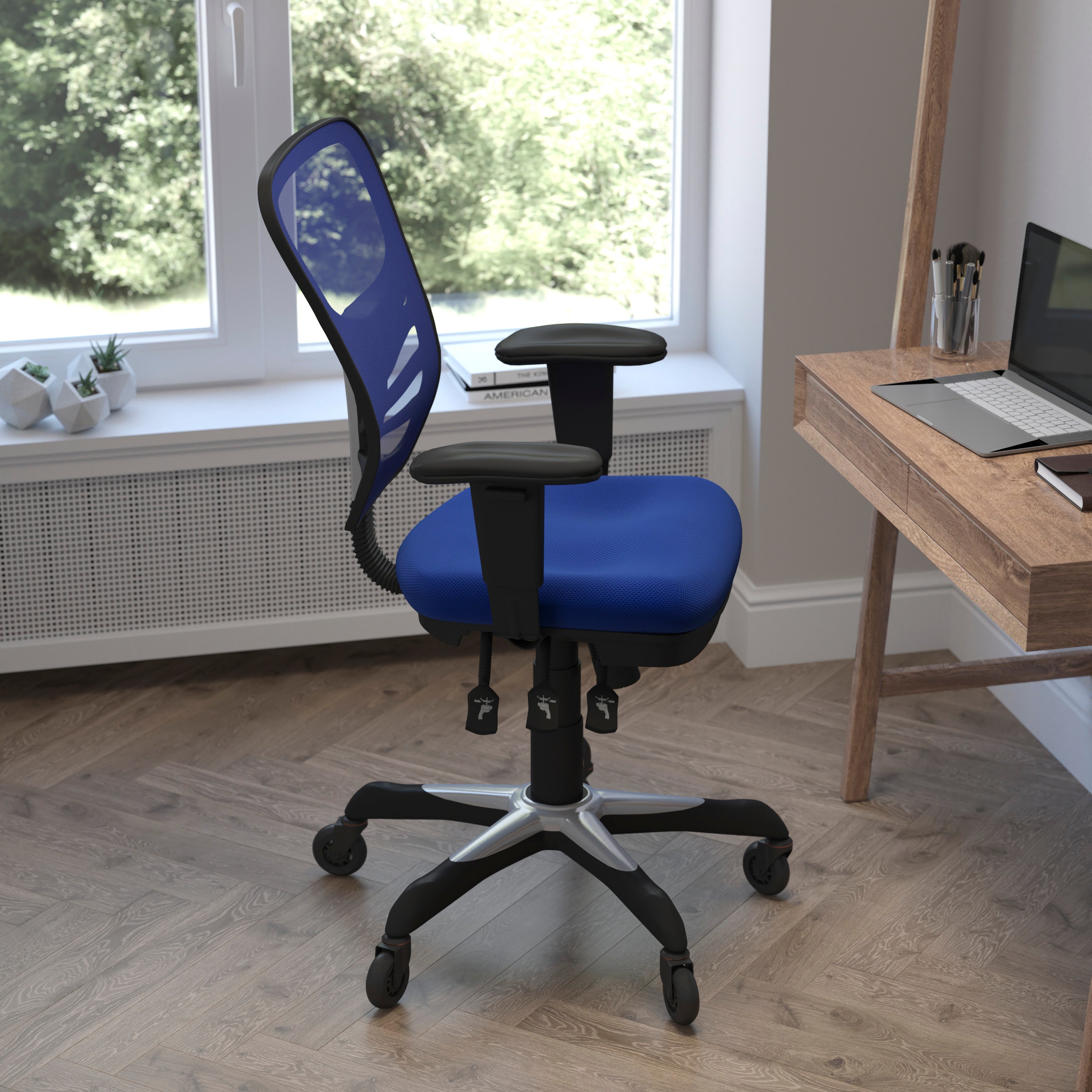 Nicholas Mid-Back Multifunction Executive Swivel Ergonomic Office Chair with Adjustable Arms and Transparent Roller Wheels