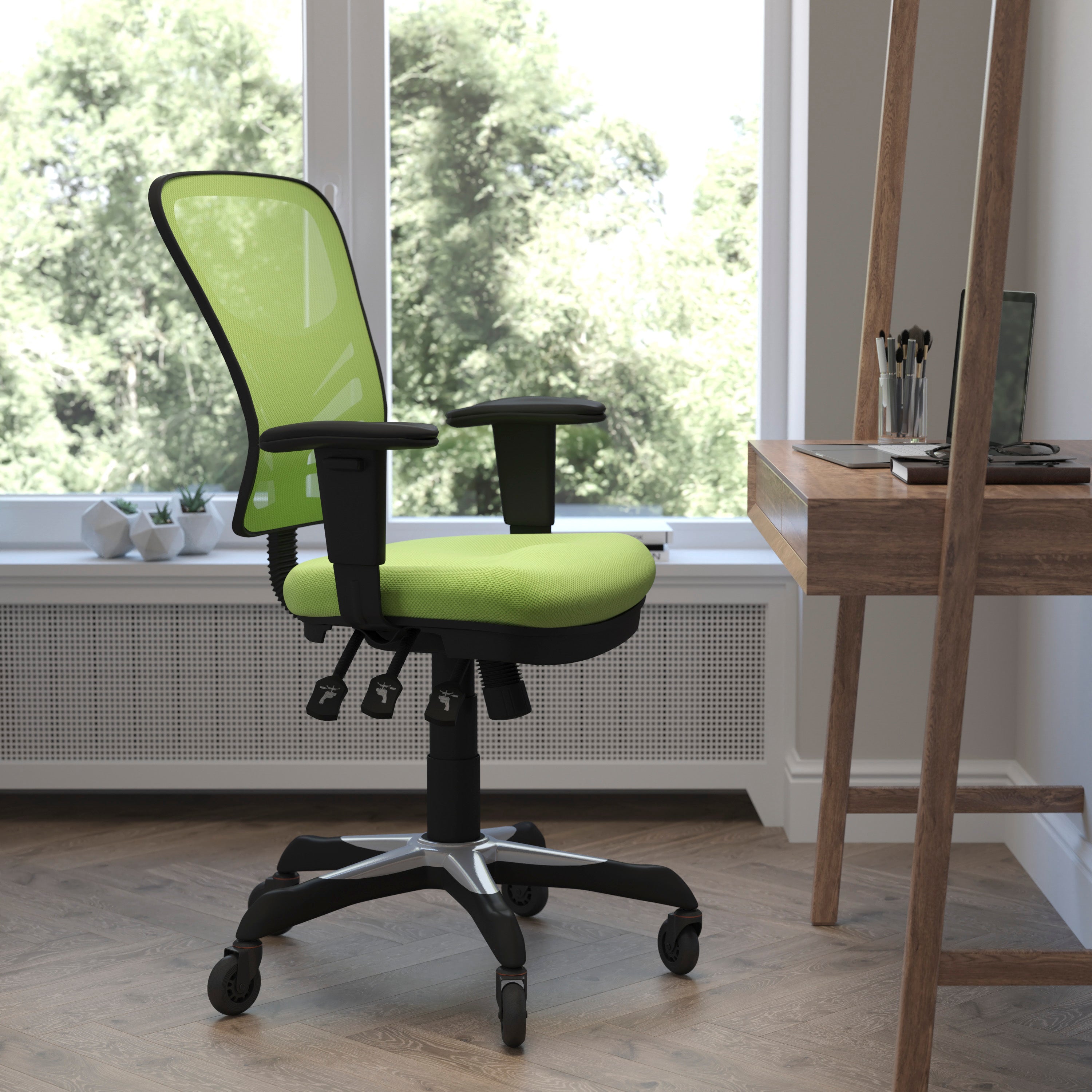 Nicholas Mid-Back Multifunction Executive Swivel Ergonomic Office Chair with Adjustable Arms and Transparent Roller Wheels