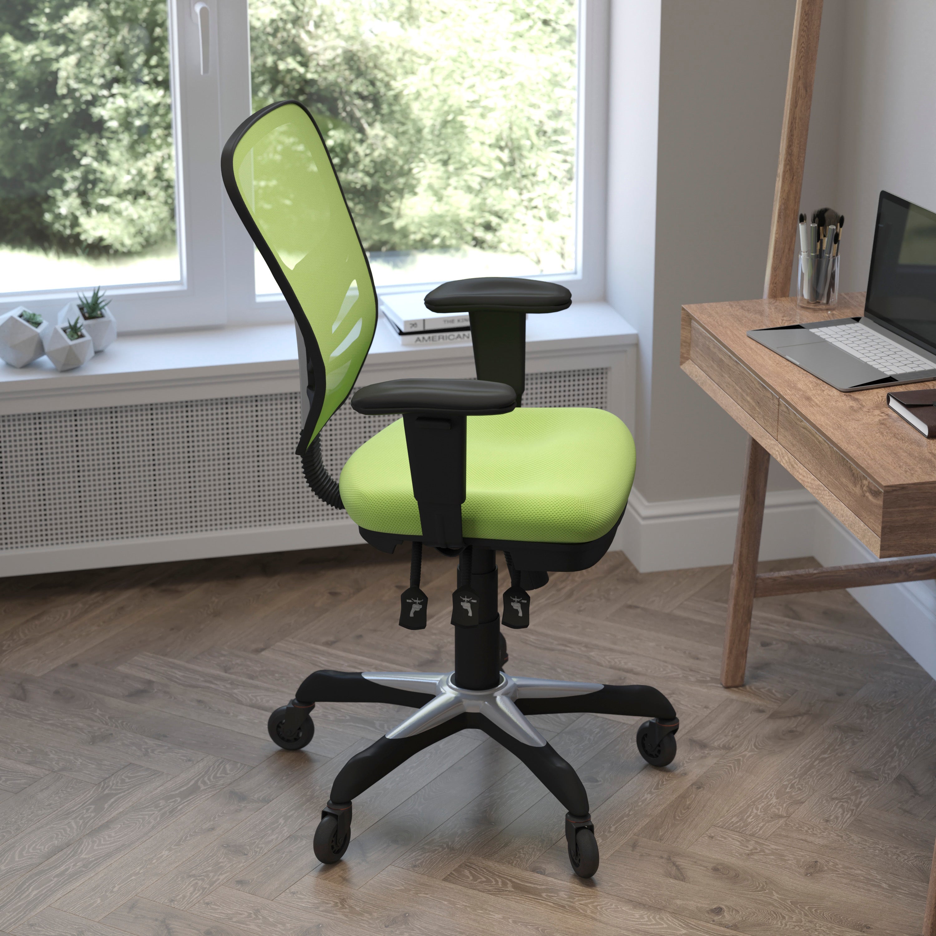 Nicholas Mid-Back Multifunction Executive Swivel Ergonomic Office Chair with Adjustable Arms and Transparent Roller Wheels