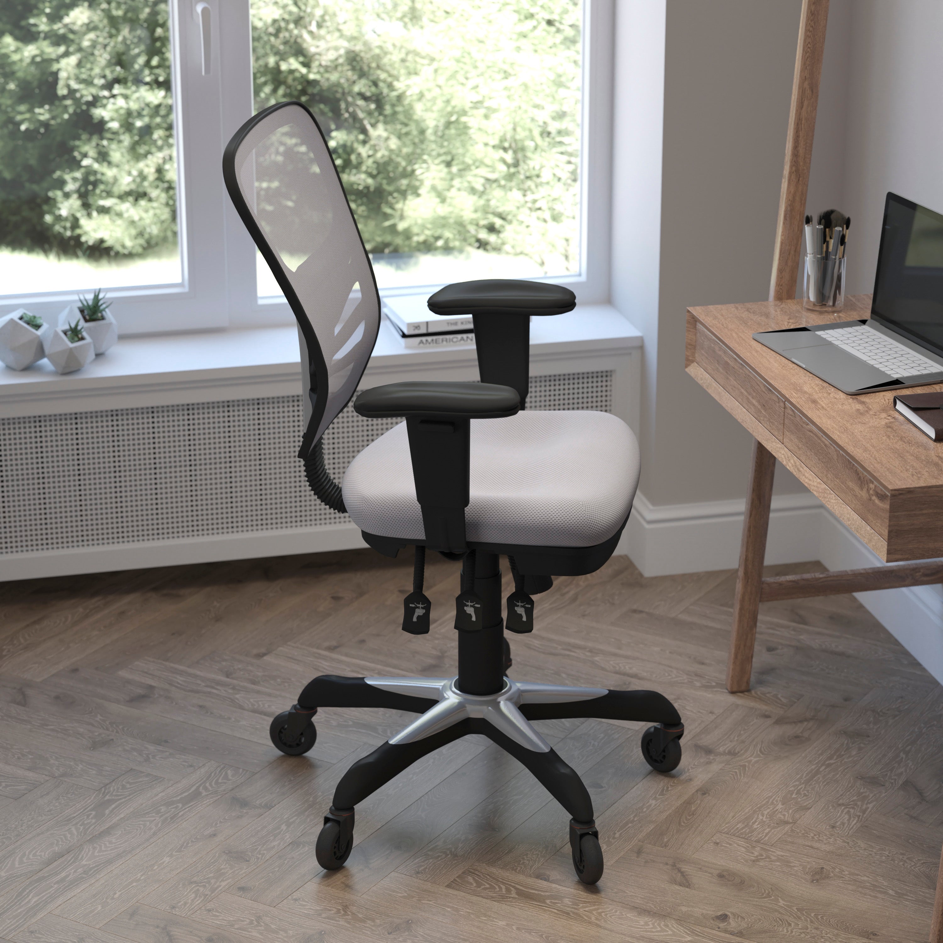 Nicholas Mid-Back Multifunction Executive Swivel Ergonomic Office Chair with Adjustable Arms and Transparent Roller Wheels