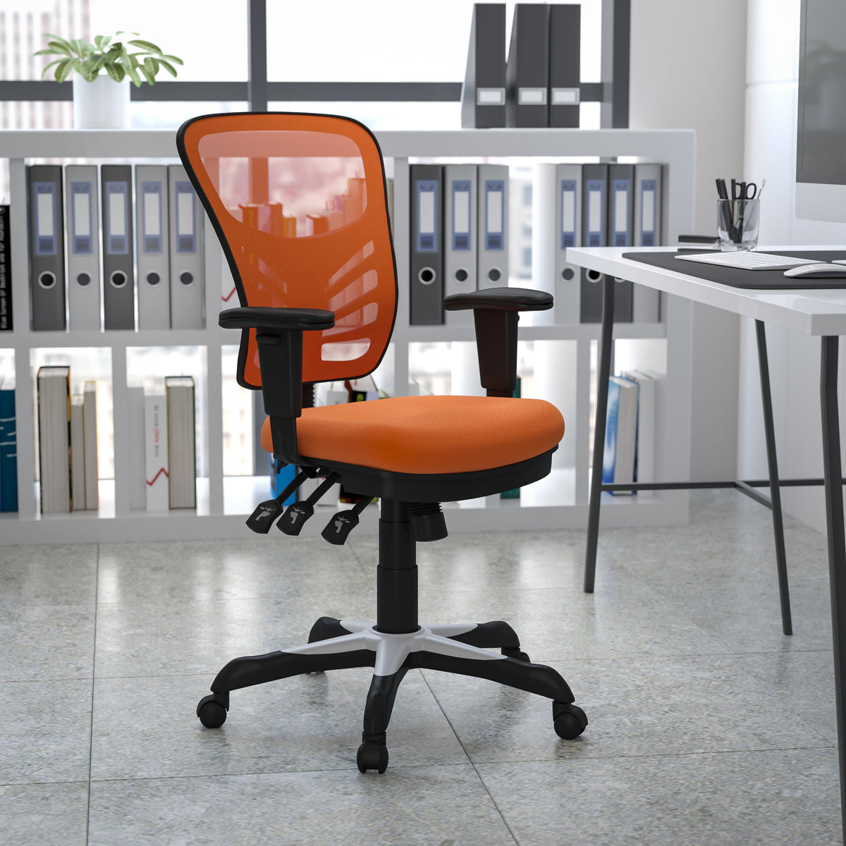 Mid-Back Mesh Multifunction Executive Swivel Ergonomic Office Chair with Adjustable Arms