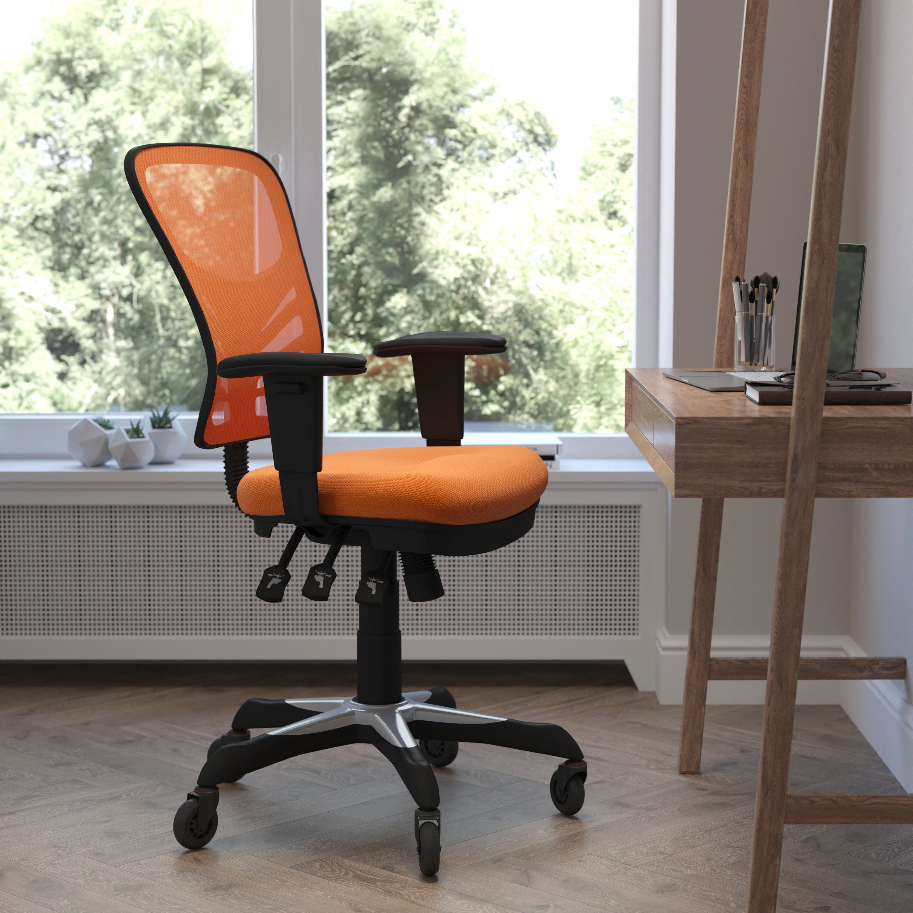 Nicholas Mid-Back Multifunction Executive Swivel Ergonomic Office Chair with Adjustable Arms and Transparent Roller Wheels