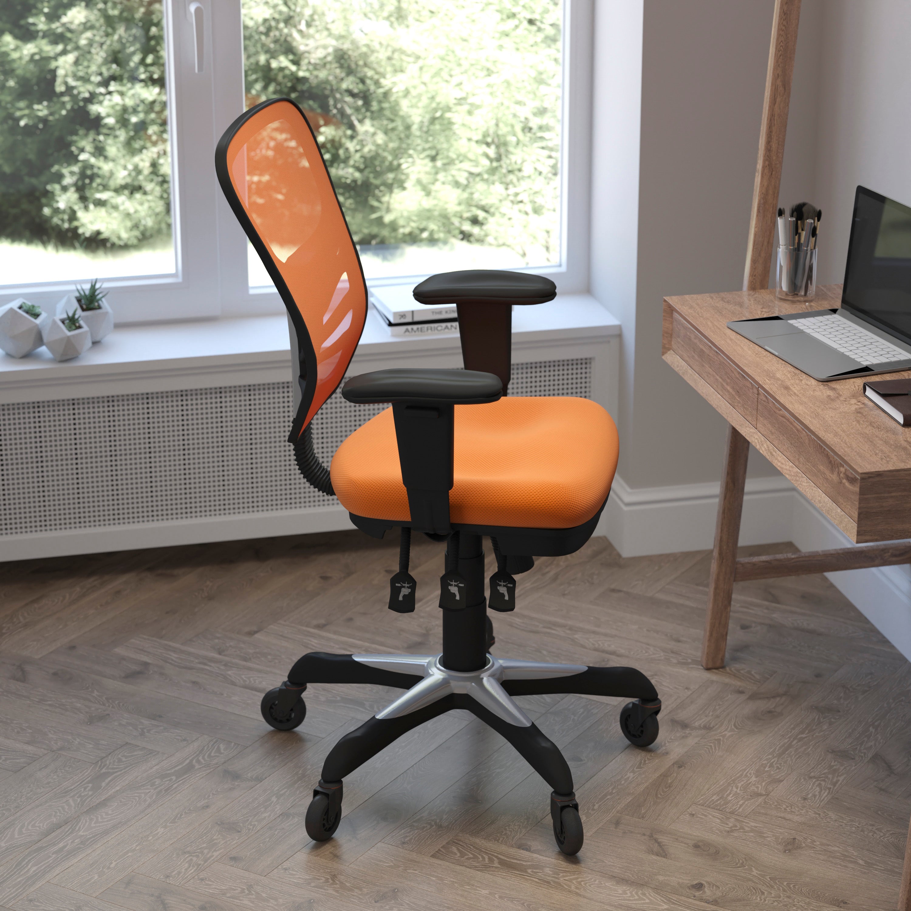 Nicholas Mid-Back Multifunction Executive Swivel Ergonomic Office Chair with Adjustable Arms and Transparent Roller Wheels