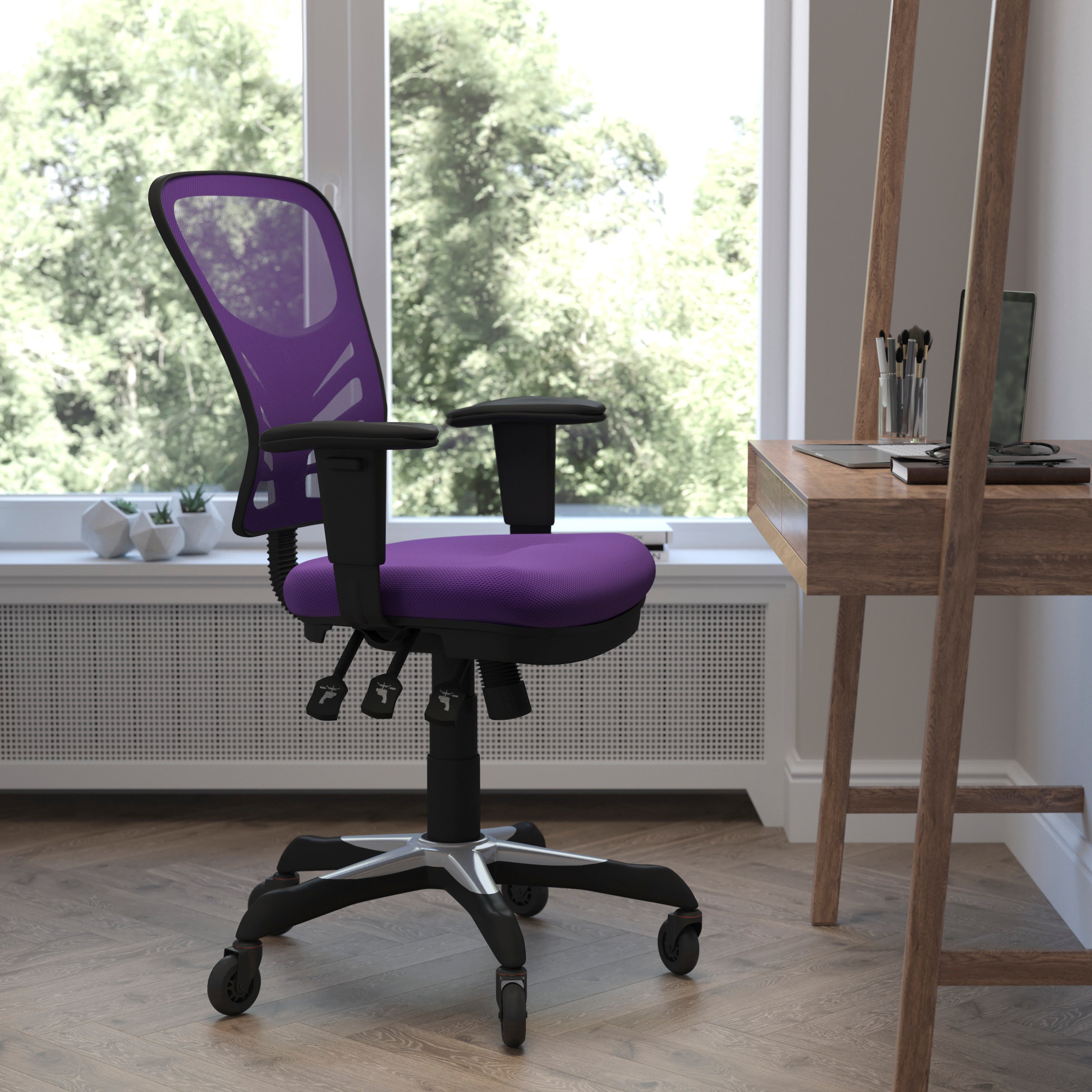 Nicholas Mid-Back Multifunction Executive Swivel Ergonomic Office Chair with Adjustable Arms and Transparent Roller Wheels