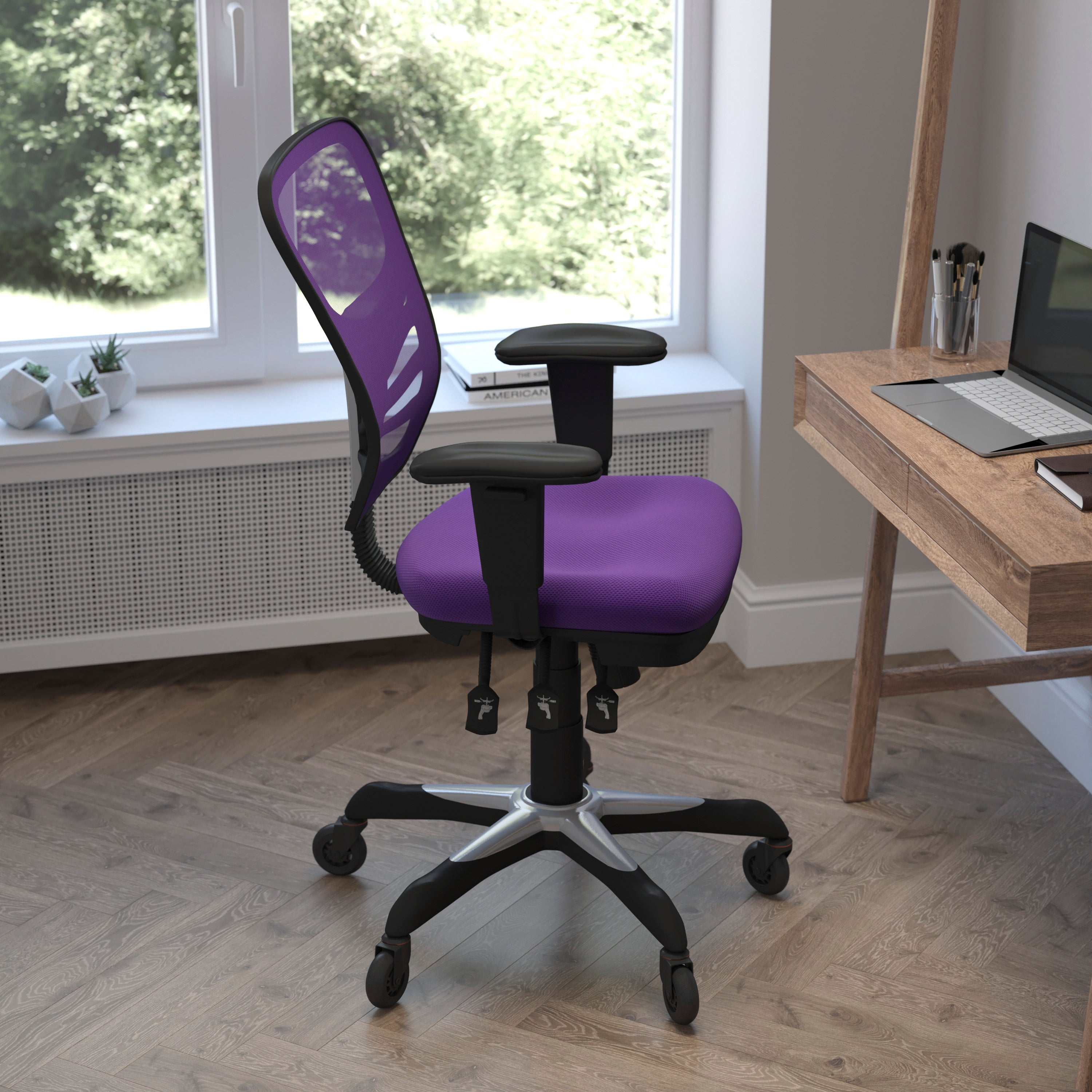 Nicholas Mid-Back Multifunction Executive Swivel Ergonomic Office Chair with Adjustable Arms and Transparent Roller Wheels