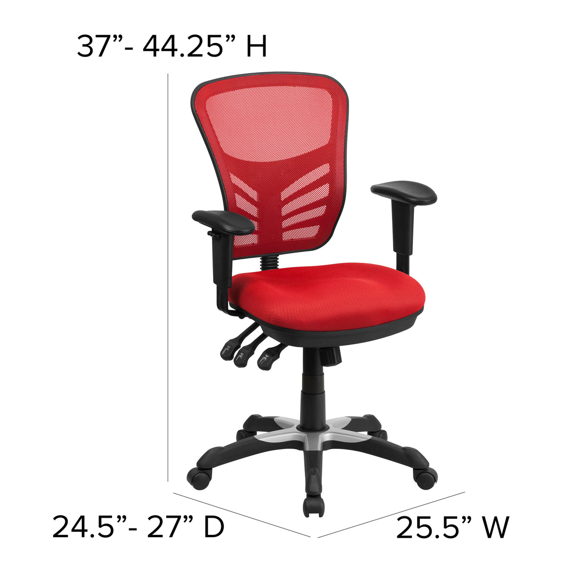 Mid-Back Mesh Multifunction Executive Swivel Ergonomic Office Chair with Adjustable Arms
