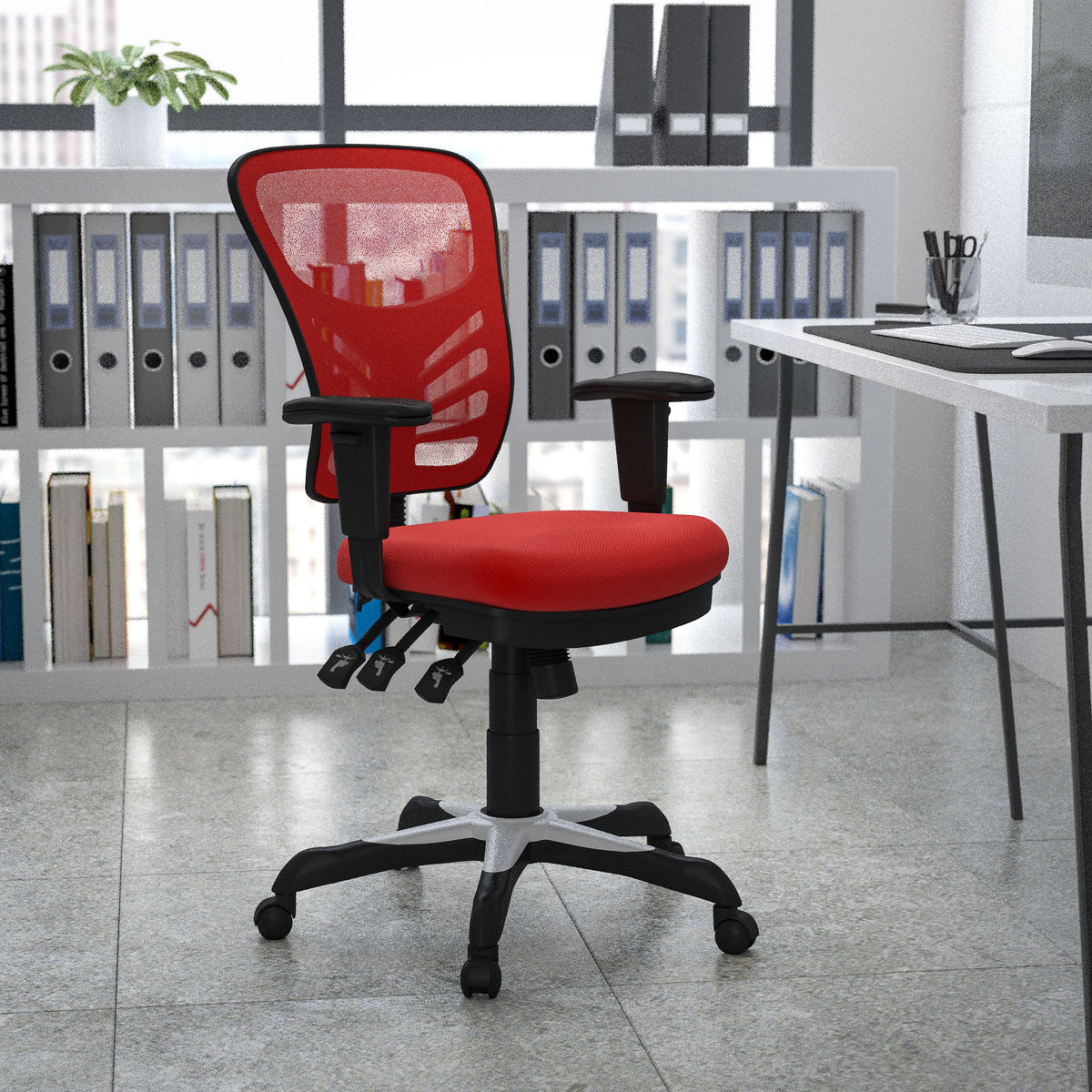 Mid-Back Mesh Multifunction Executive Swivel Ergonomic Office Chair with Adjustable Arms