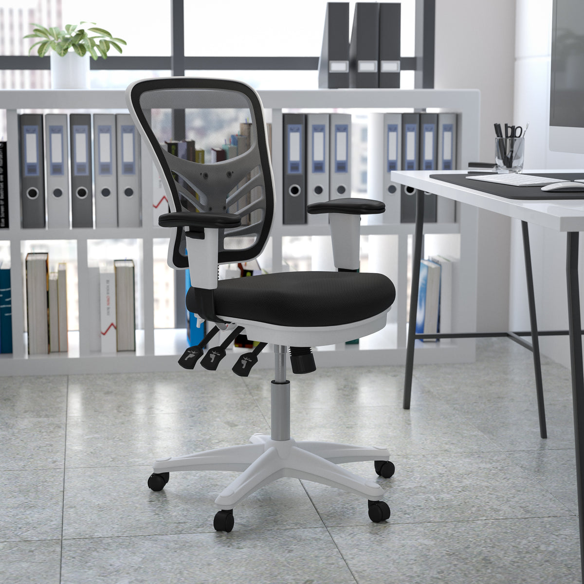 Mid-Back Mesh Multifunction Executive Swivel Ergonomic Office Chair with Adjustable Arms