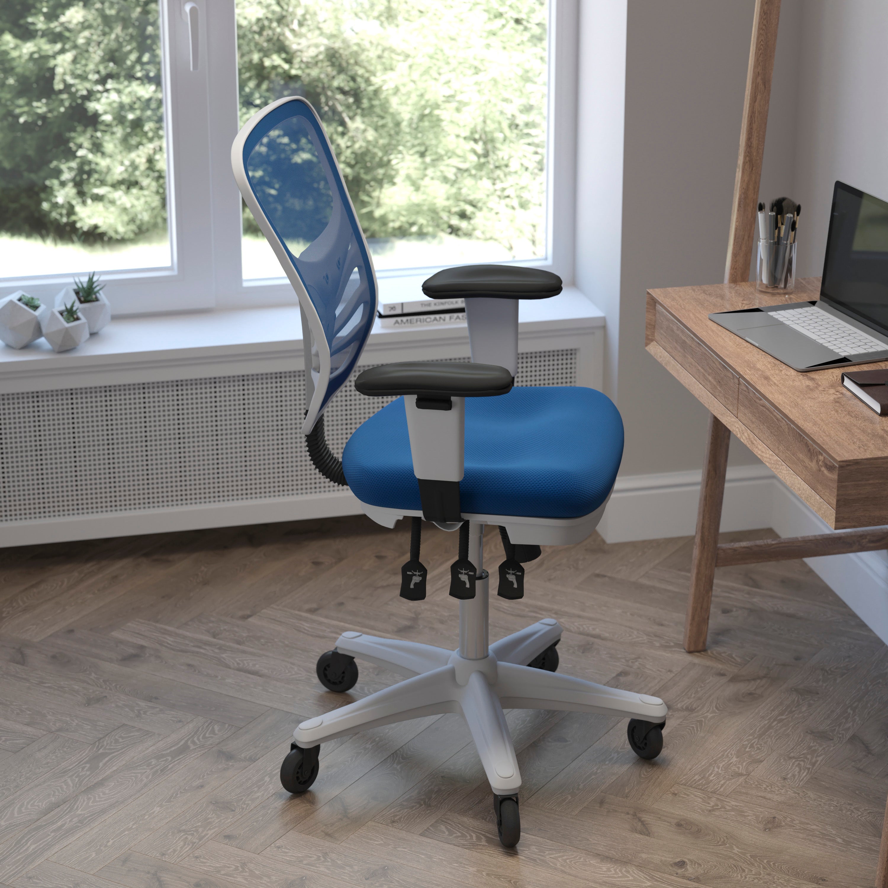 Nicholas Mid-Back Multifunction Executive Swivel Ergonomic Office Chair with Adjustable Arms and Transparent Roller Wheels