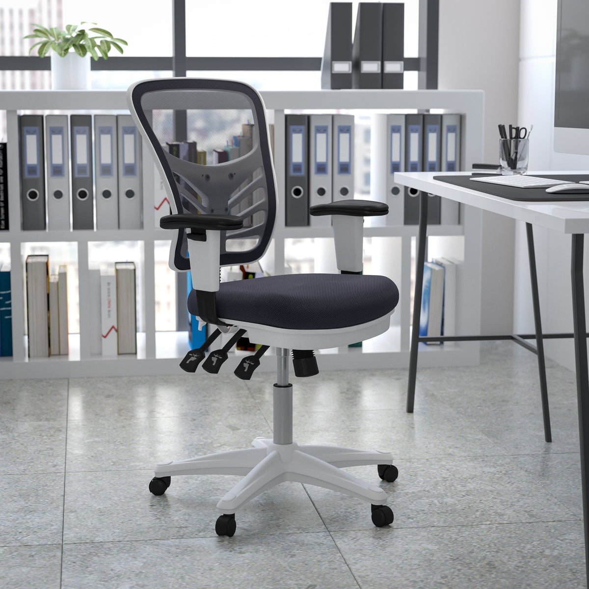 Mid-Back Mesh Multifunction Executive Swivel Ergonomic Office Chair with Adjustable Arms