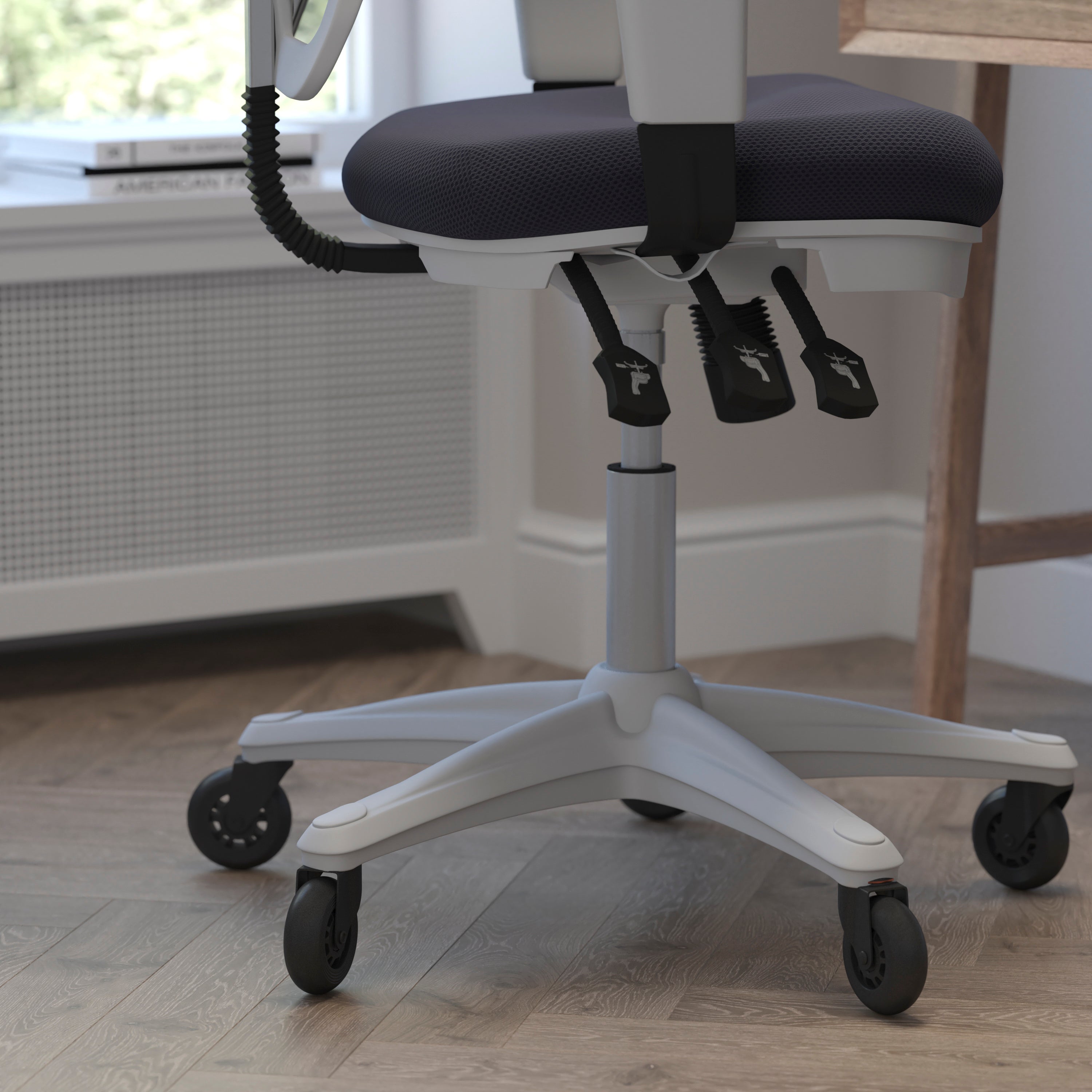 Nicholas Mid-Back Multifunction Executive Swivel Ergonomic Office Chair with Adjustable Arms and Transparent Roller Wheels