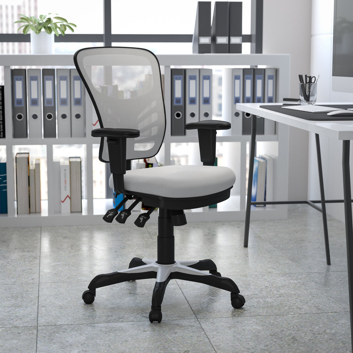 Mid-Back Mesh Multifunction Executive Swivel Ergonomic Office Chair with Adjustable Arms