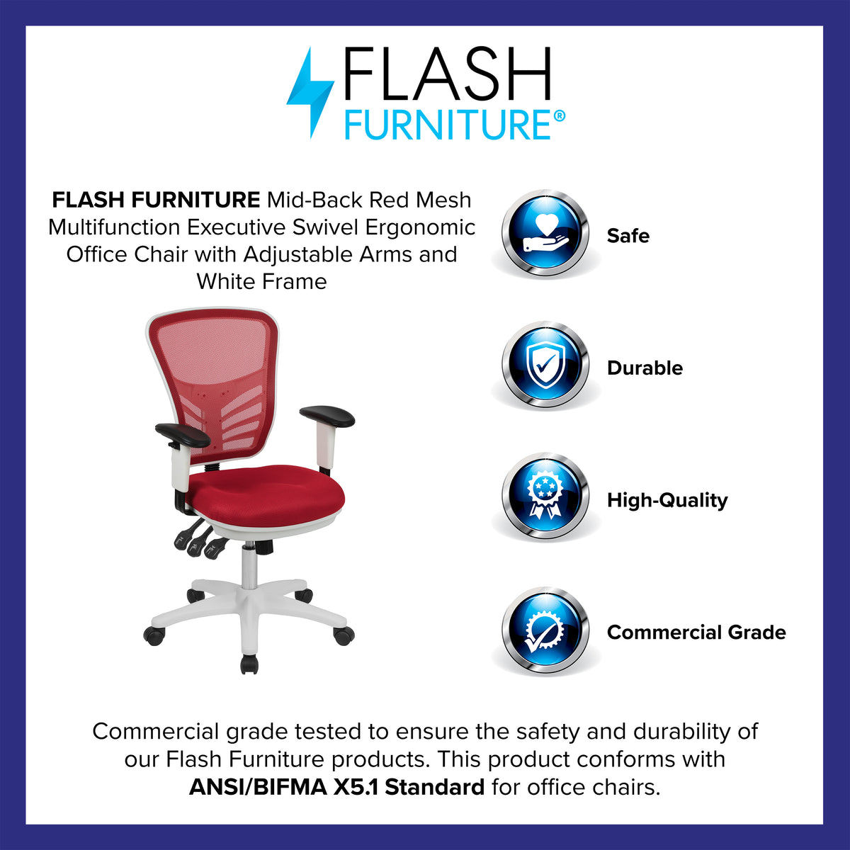 Mid-Back Mesh Multifunction Executive Swivel Ergonomic Office Chair with Adjustable Arms