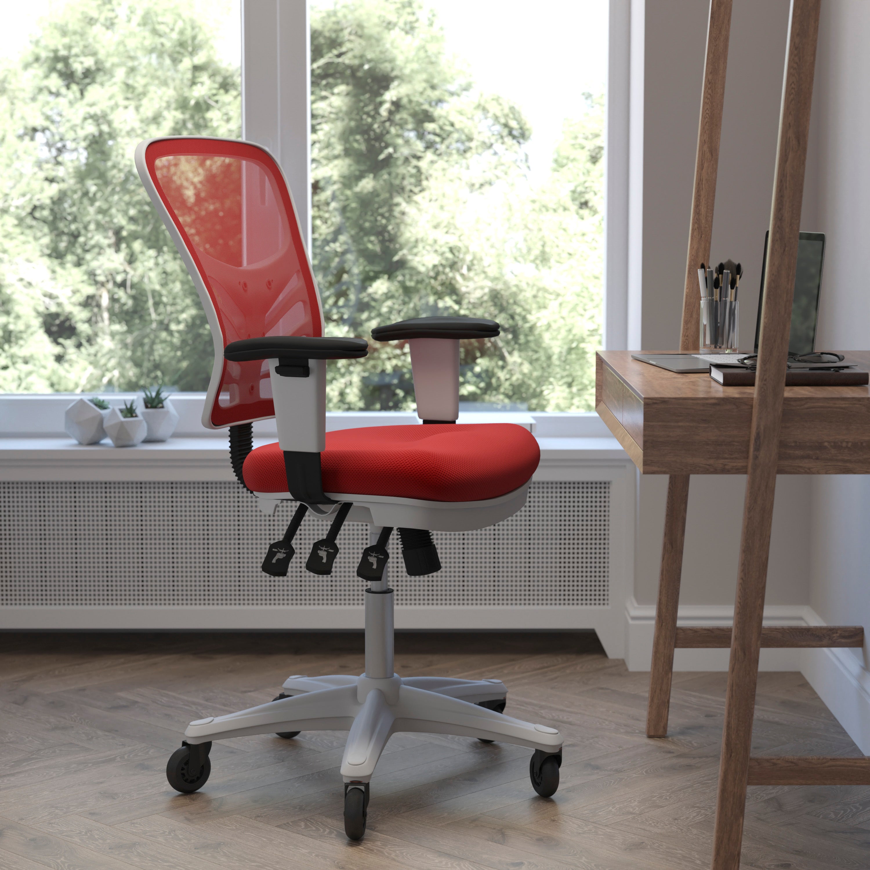 Nicholas Mid-Back Multifunction Executive Swivel Ergonomic Office Chair with Adjustable Arms and Transparent Roller Wheels