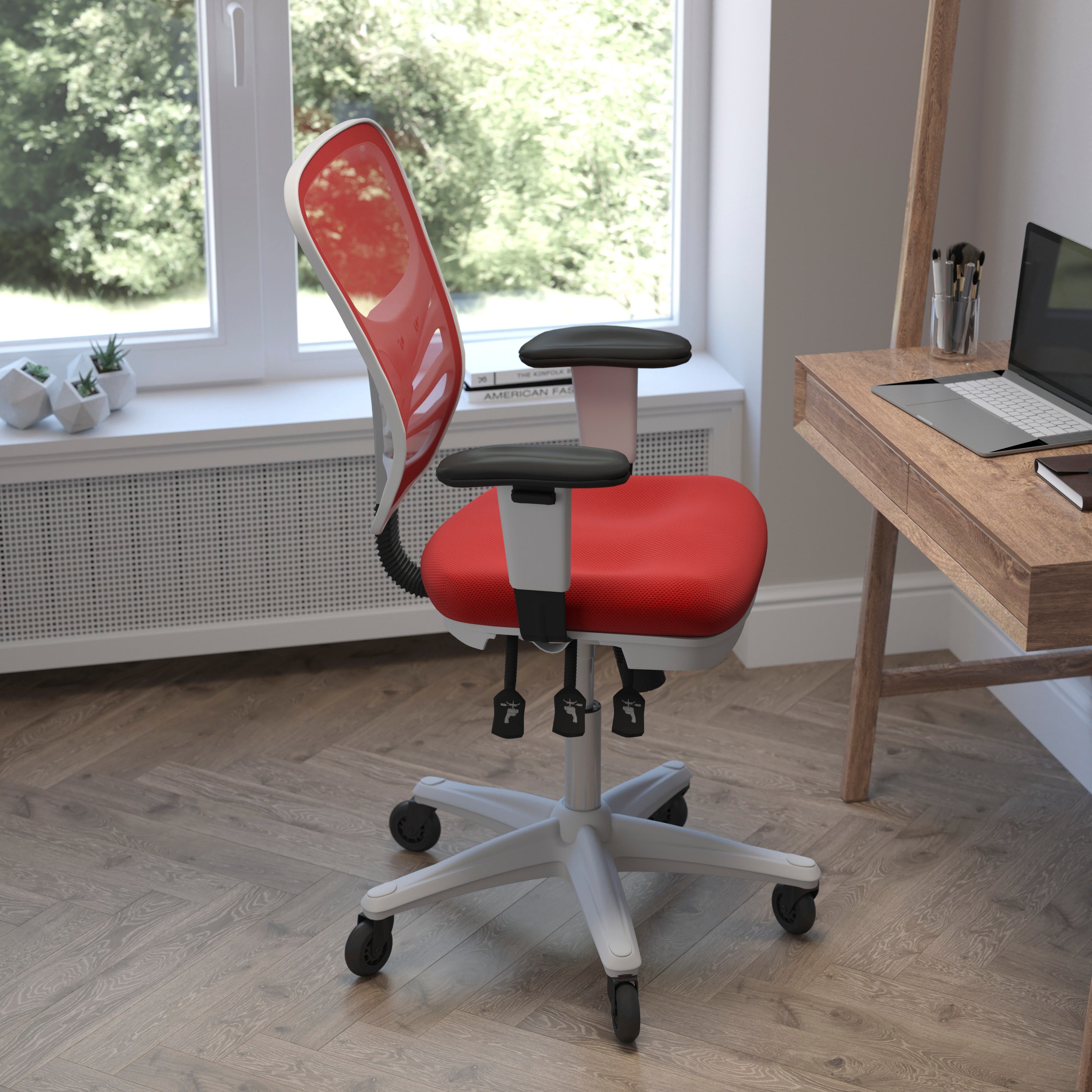 Nicholas Mid-Back Multifunction Executive Swivel Ergonomic Office Chair with Adjustable Arms and Transparent Roller Wheels