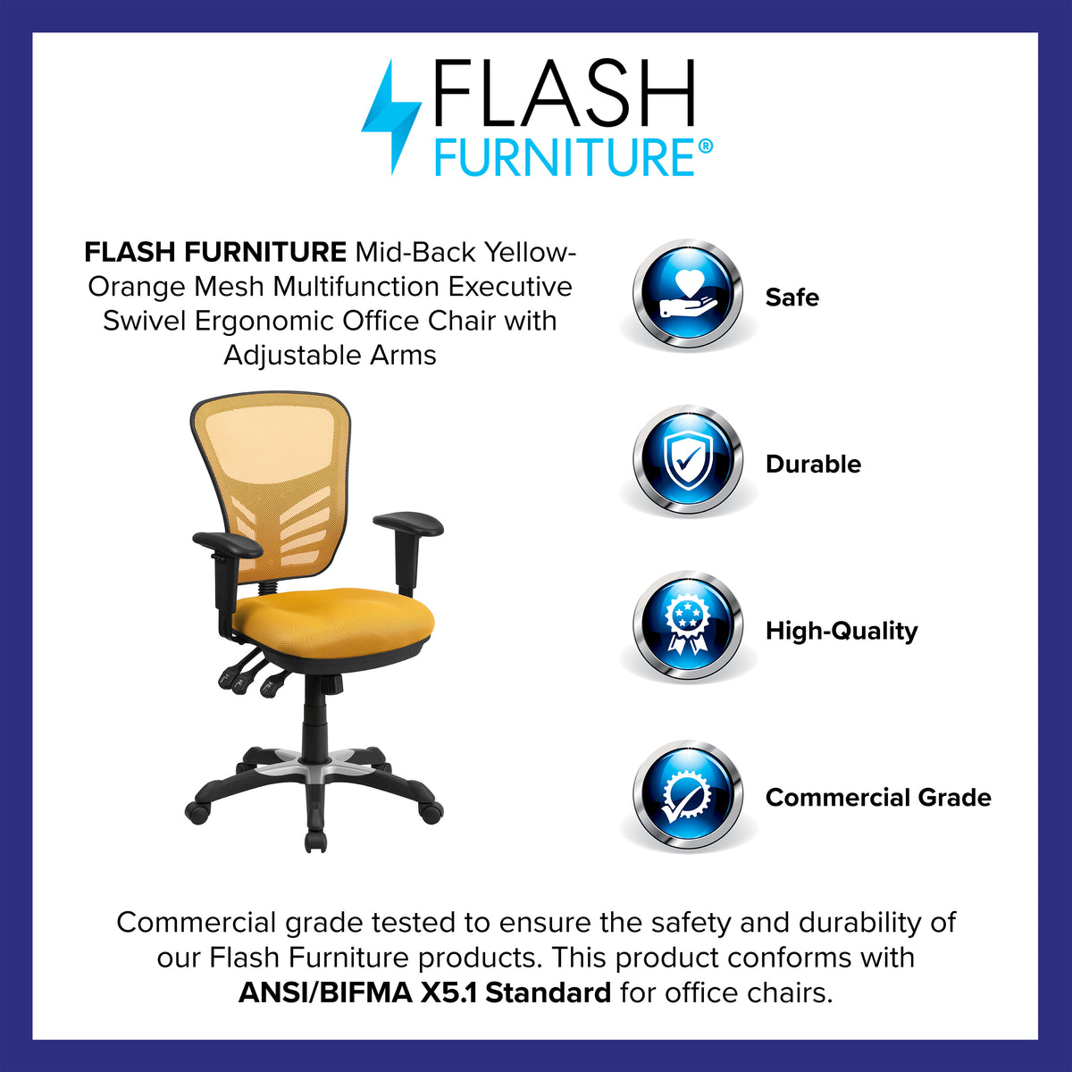 Mid-Back Mesh Multifunction Executive Swivel Ergonomic Office Chair with Adjustable Arms