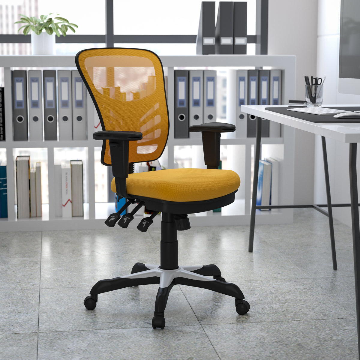 Mid-Back Mesh Multifunction Executive Swivel Ergonomic Office Chair with Adjustable Arms