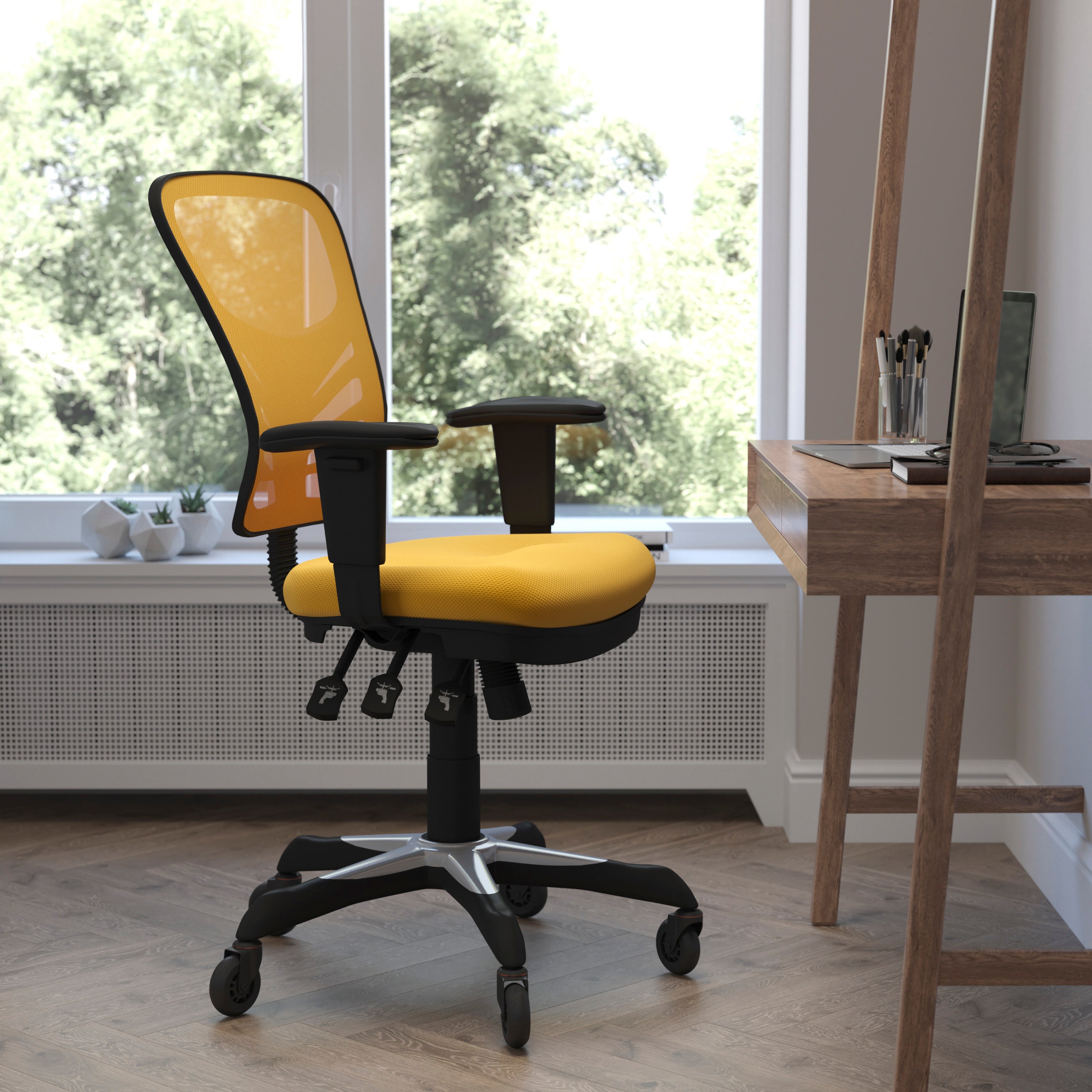Nicholas Mid-Back Multifunction Executive Swivel Ergonomic Office Chair with Adjustable Arms and Transparent Roller Wheels