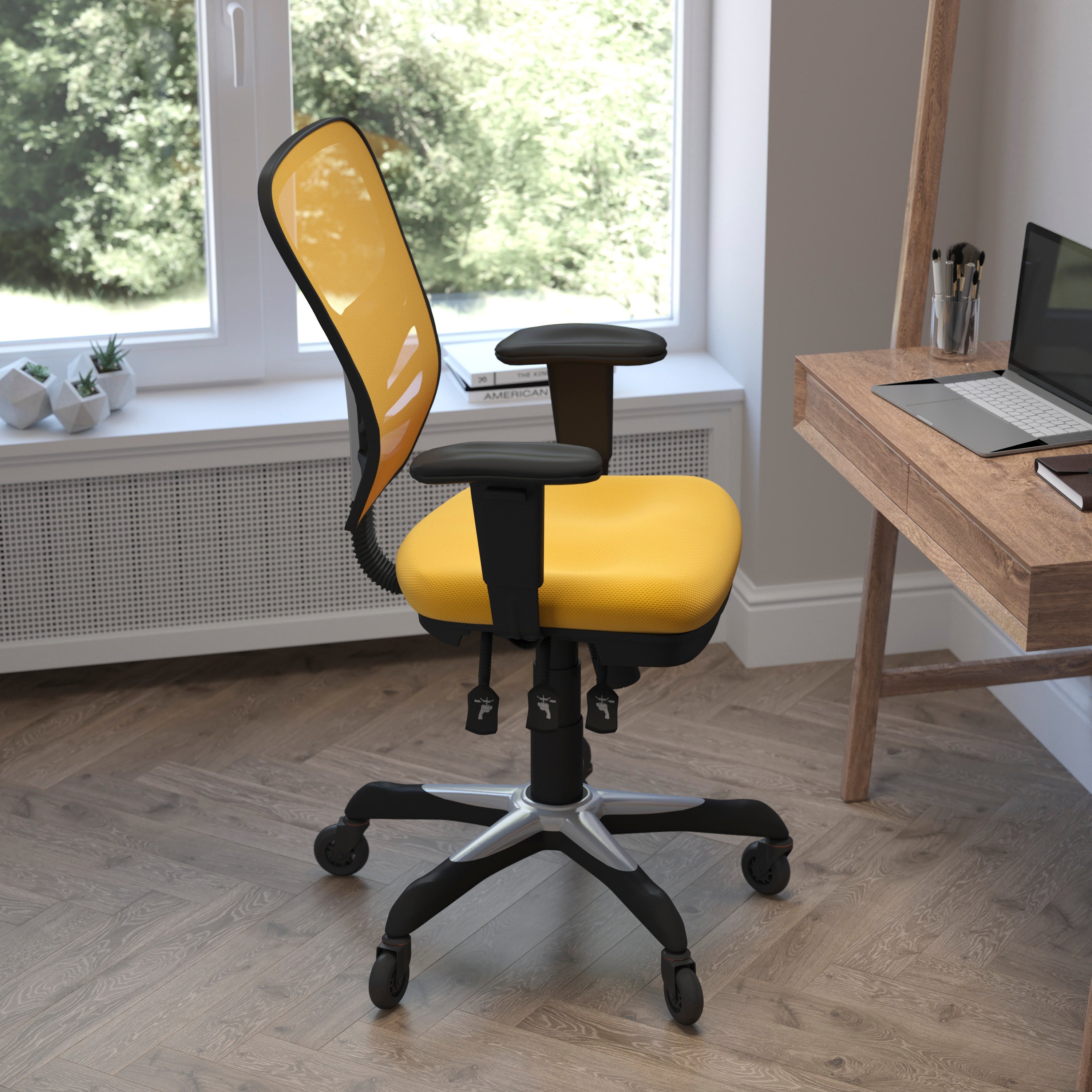 Nicholas Mid-Back Multifunction Executive Swivel Ergonomic Office Chair with Adjustable Arms and Transparent Roller Wheels