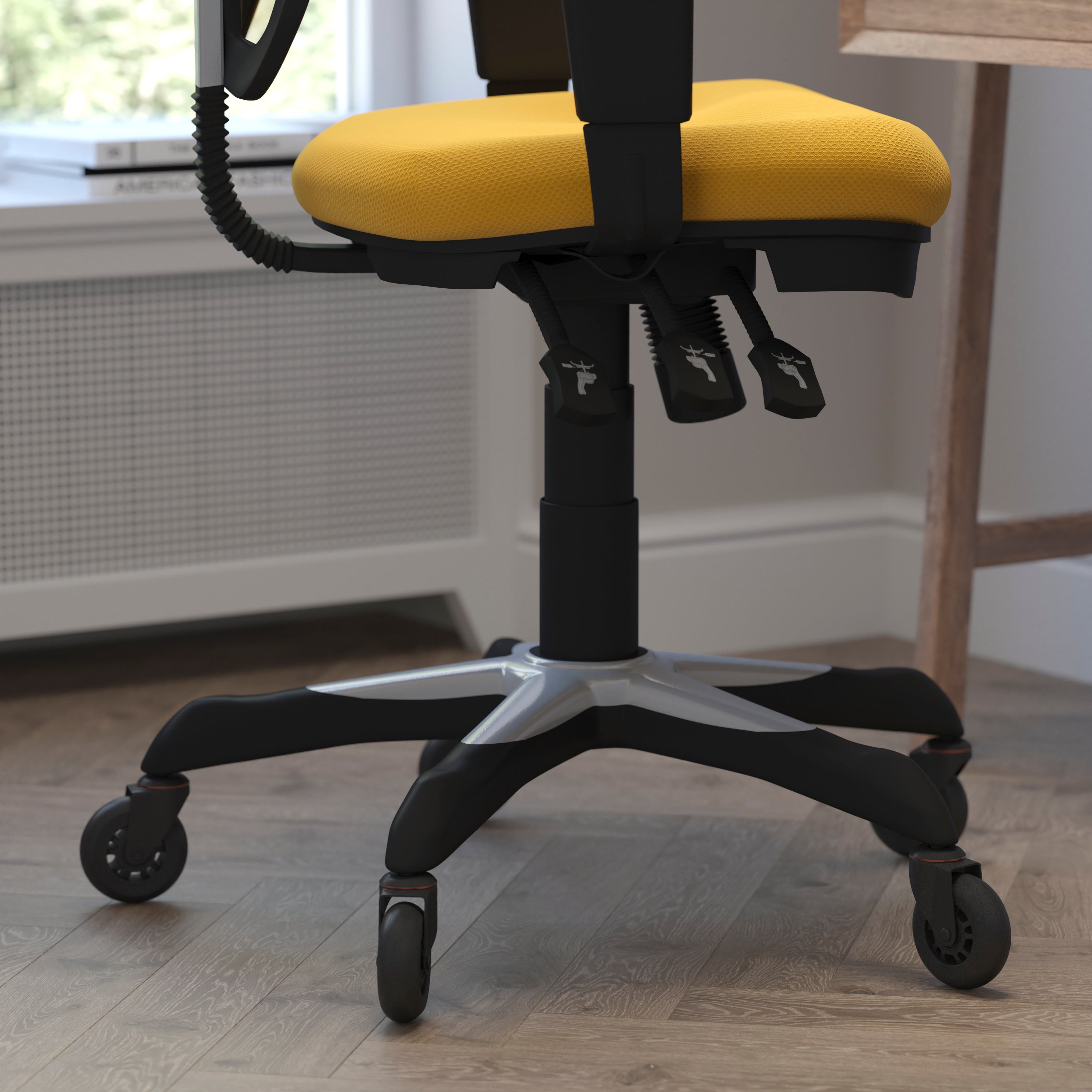 Nicholas Mid-Back Multifunction Executive Swivel Ergonomic Office Chair with Adjustable Arms and Transparent Roller Wheels