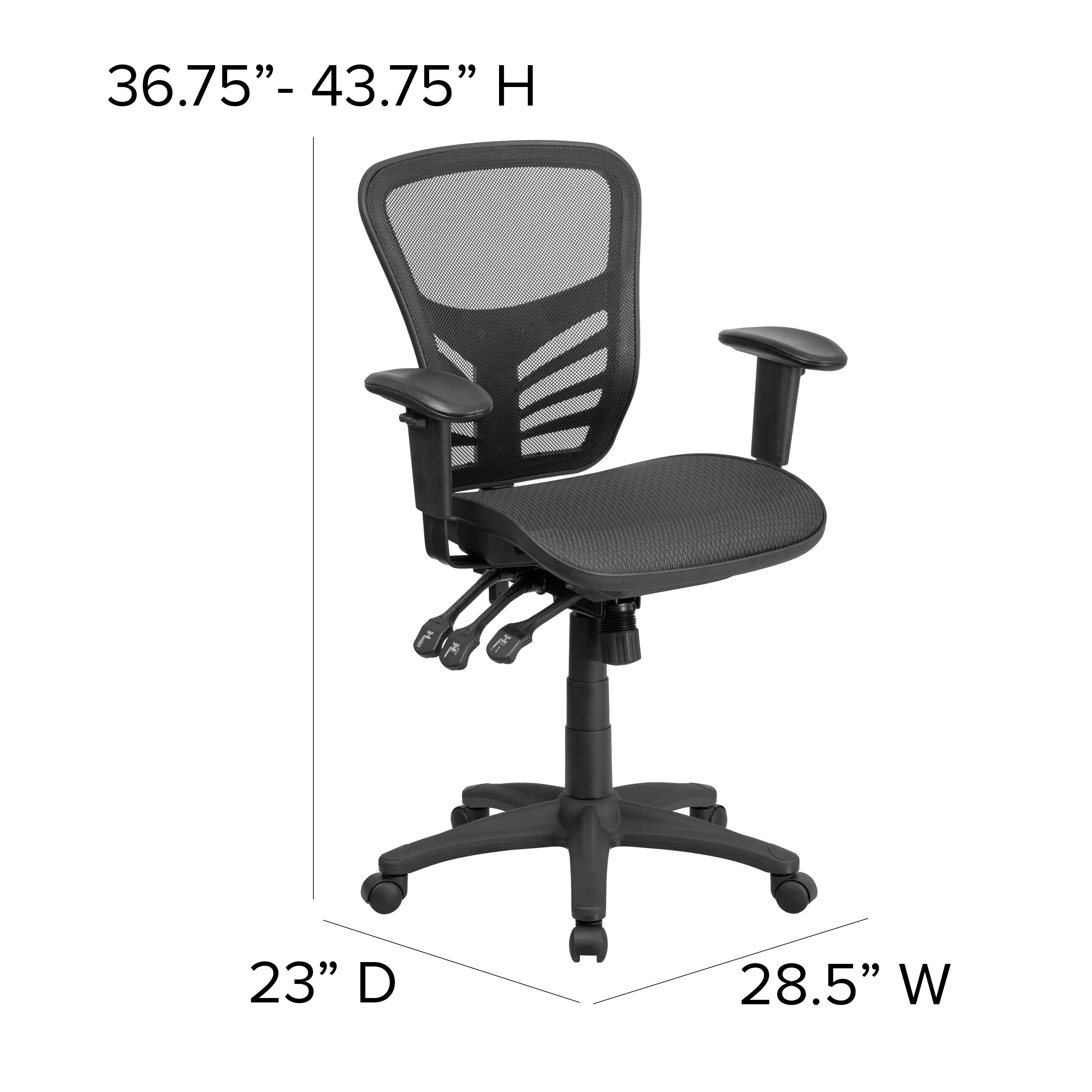 Mid-Back Transparent Mesh Multifunction Executive Swivel Ergonomic Office Chair with Adjustable Arms