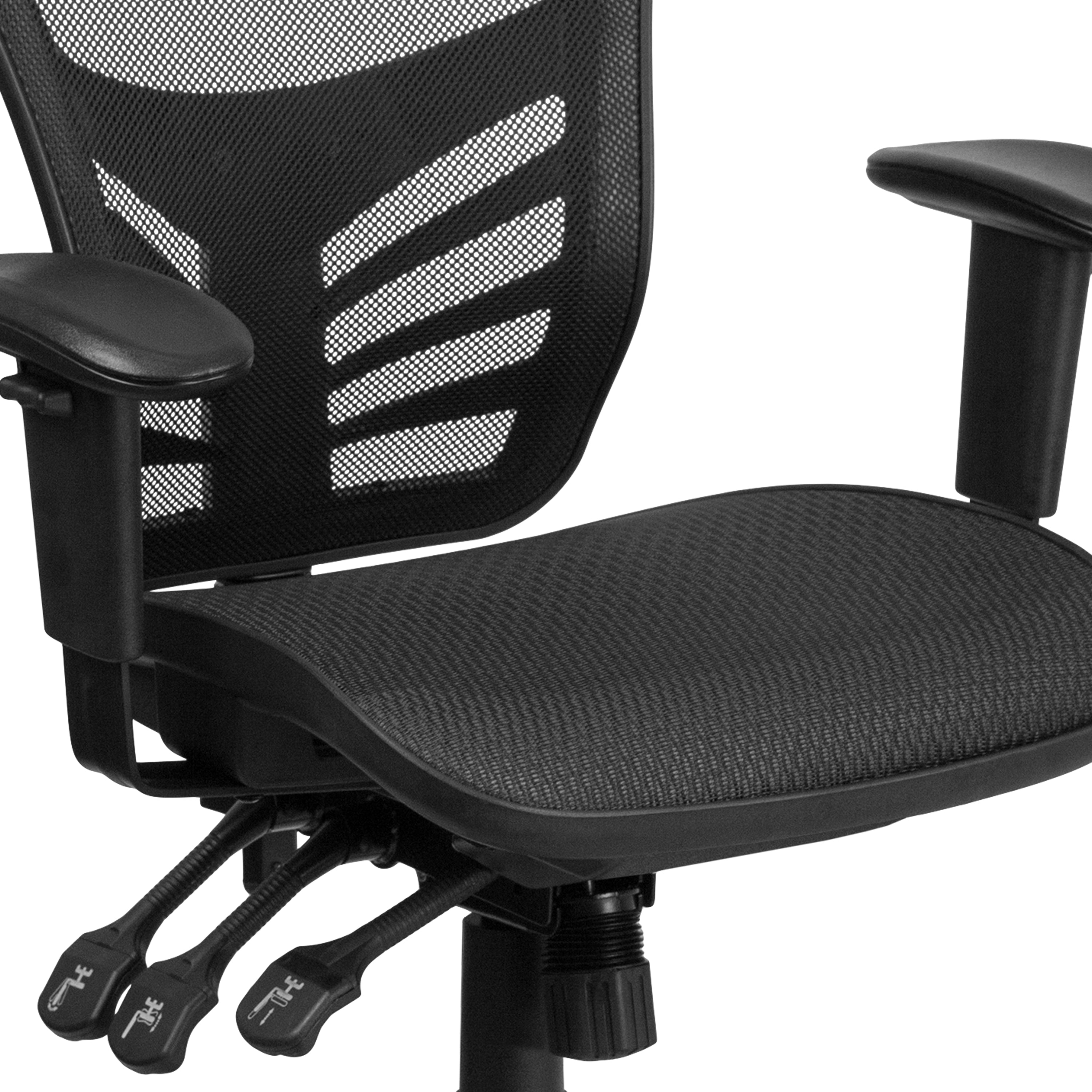 Mid-Back Transparent Mesh Multifunction Executive Swivel Ergonomic Office Chair with Adjustable Arms