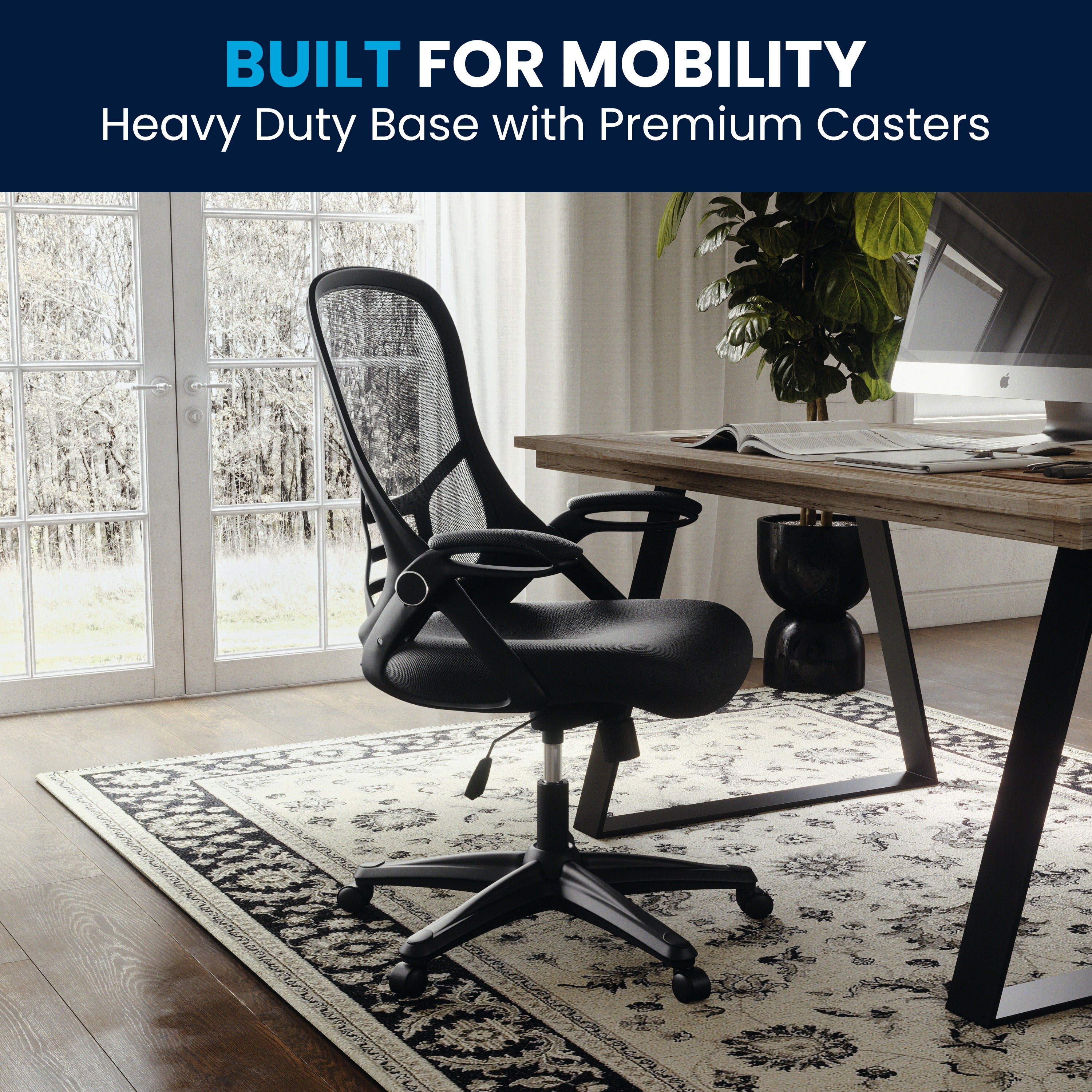High Back Mesh Ergonomic Swivel Office Chair with Flip-up Arms