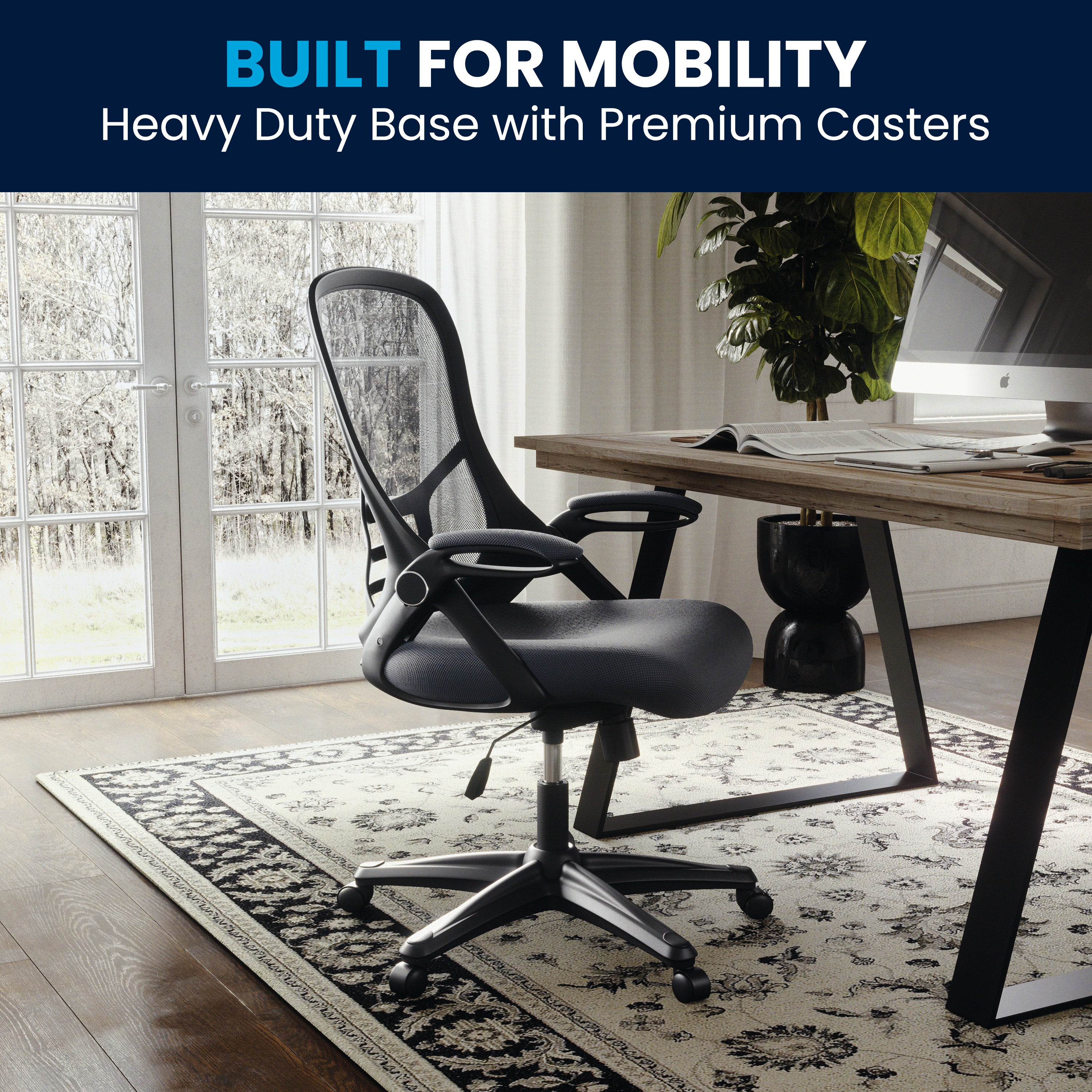 High Back Mesh Ergonomic Swivel Office Chair with Flip-up Arms