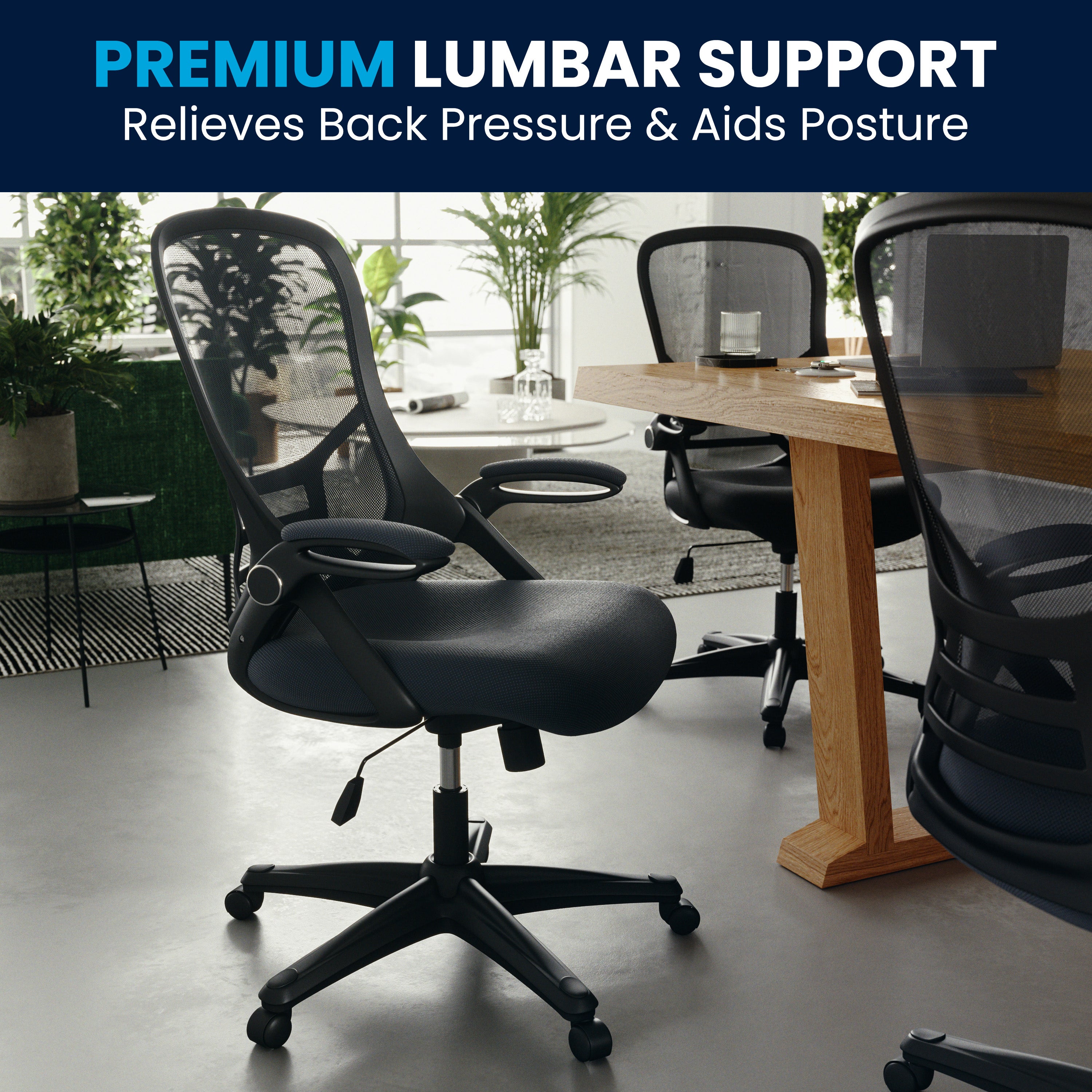 High Back Mesh Ergonomic Swivel Office Chair with Flip-up Arms