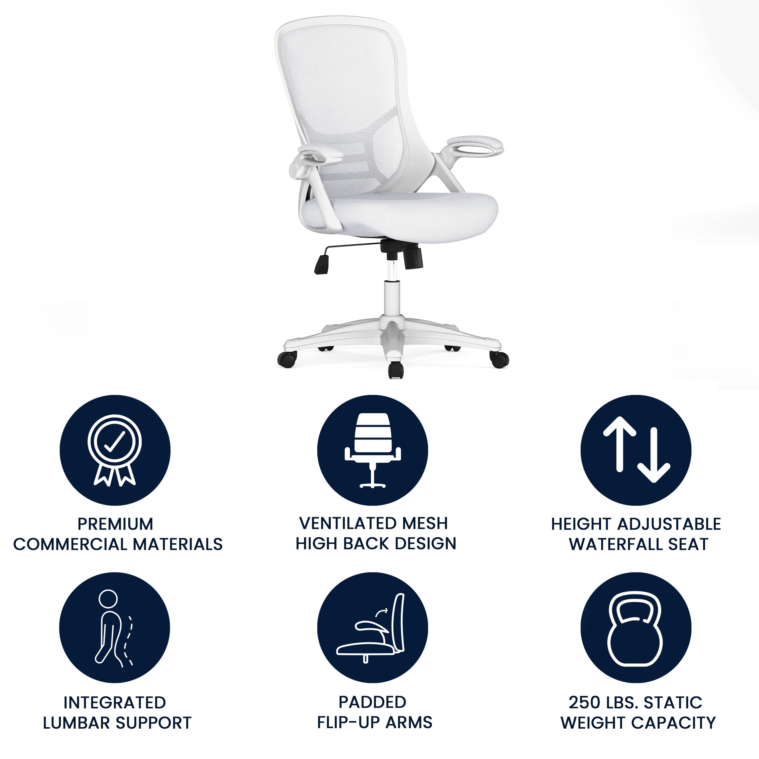 High Back Mesh Ergonomic Swivel Office Chair with Flip-up Arms