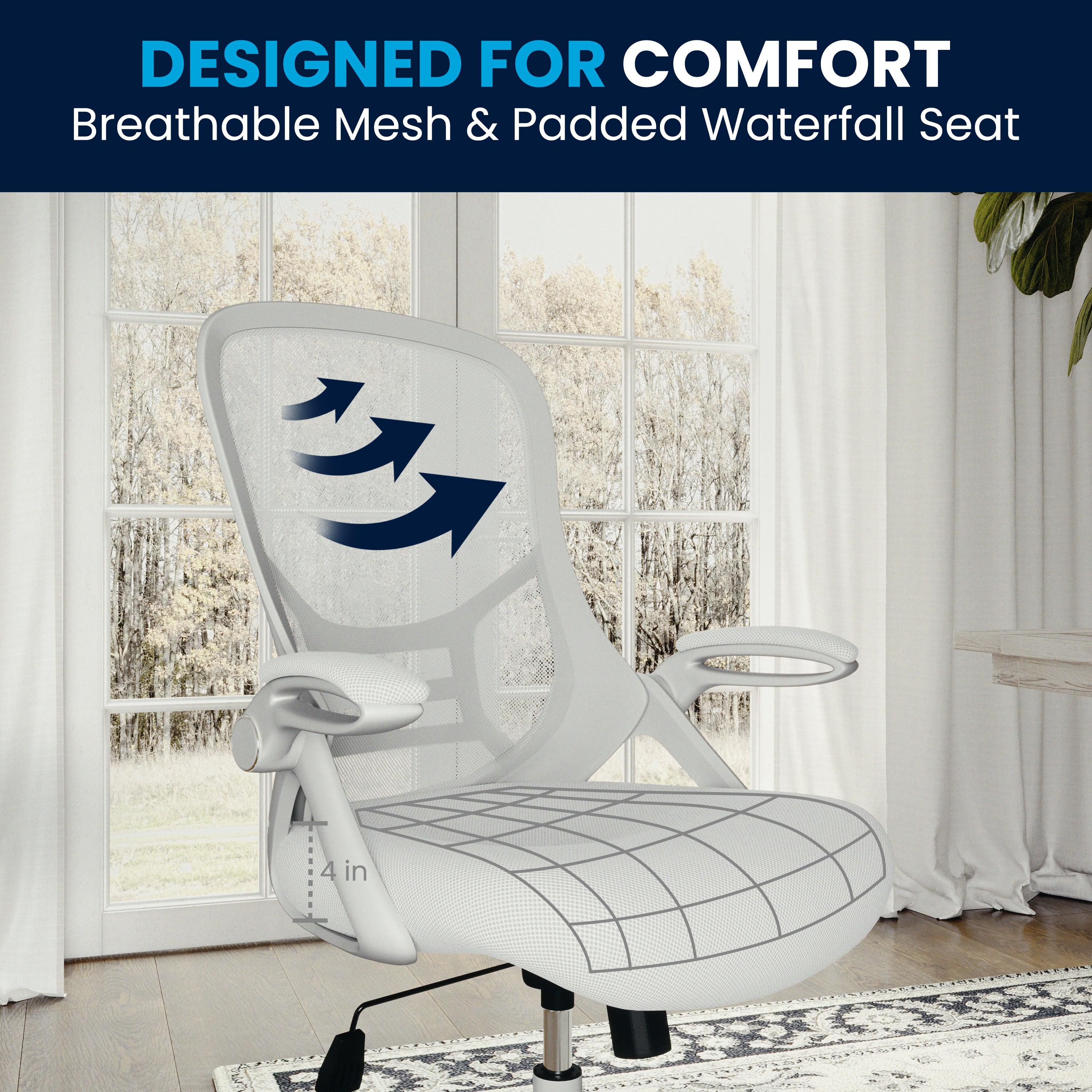 High Back Mesh Ergonomic Swivel Office Chair with Flip-up Arms
