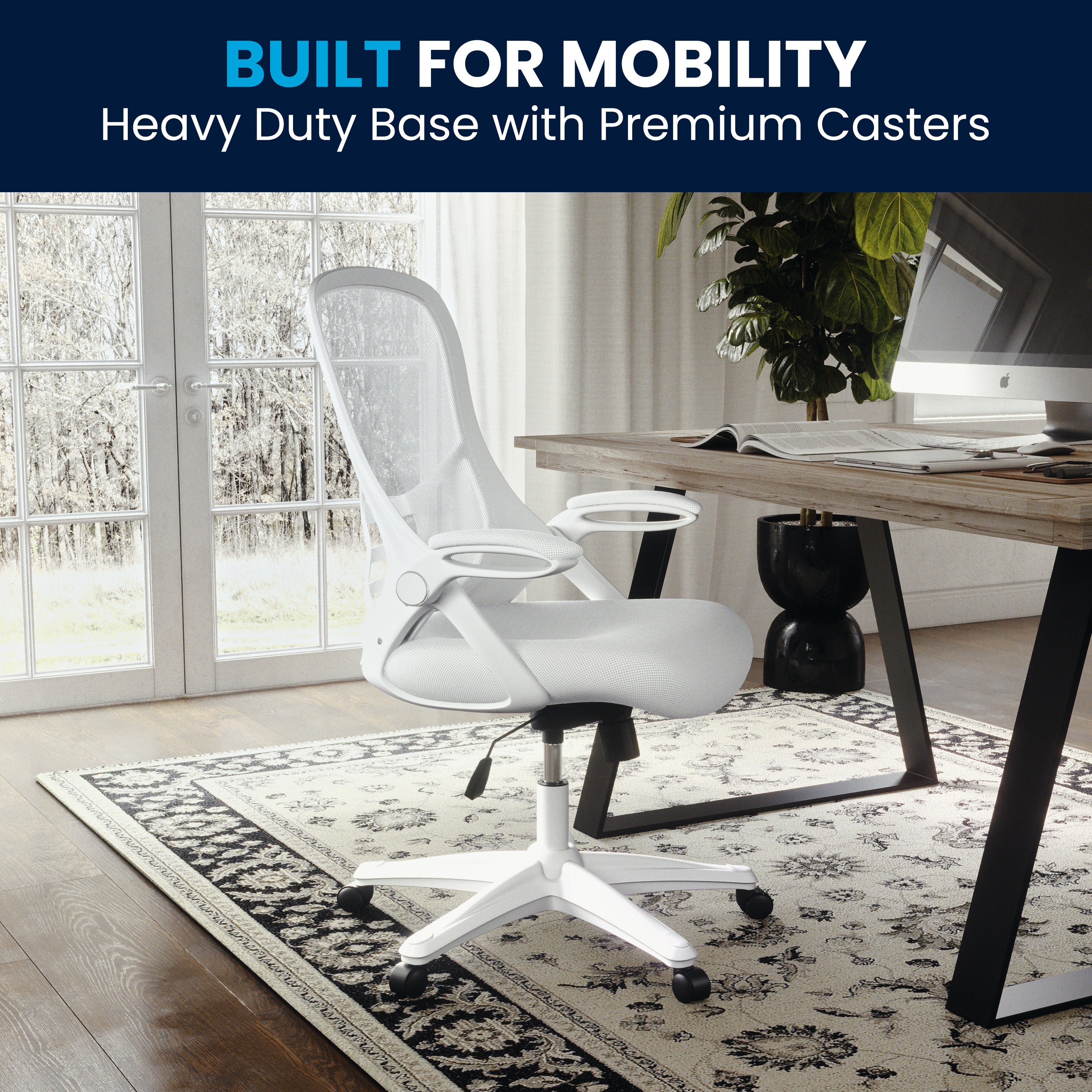 High Back Mesh Ergonomic Swivel Office Chair with Flip-up Arms