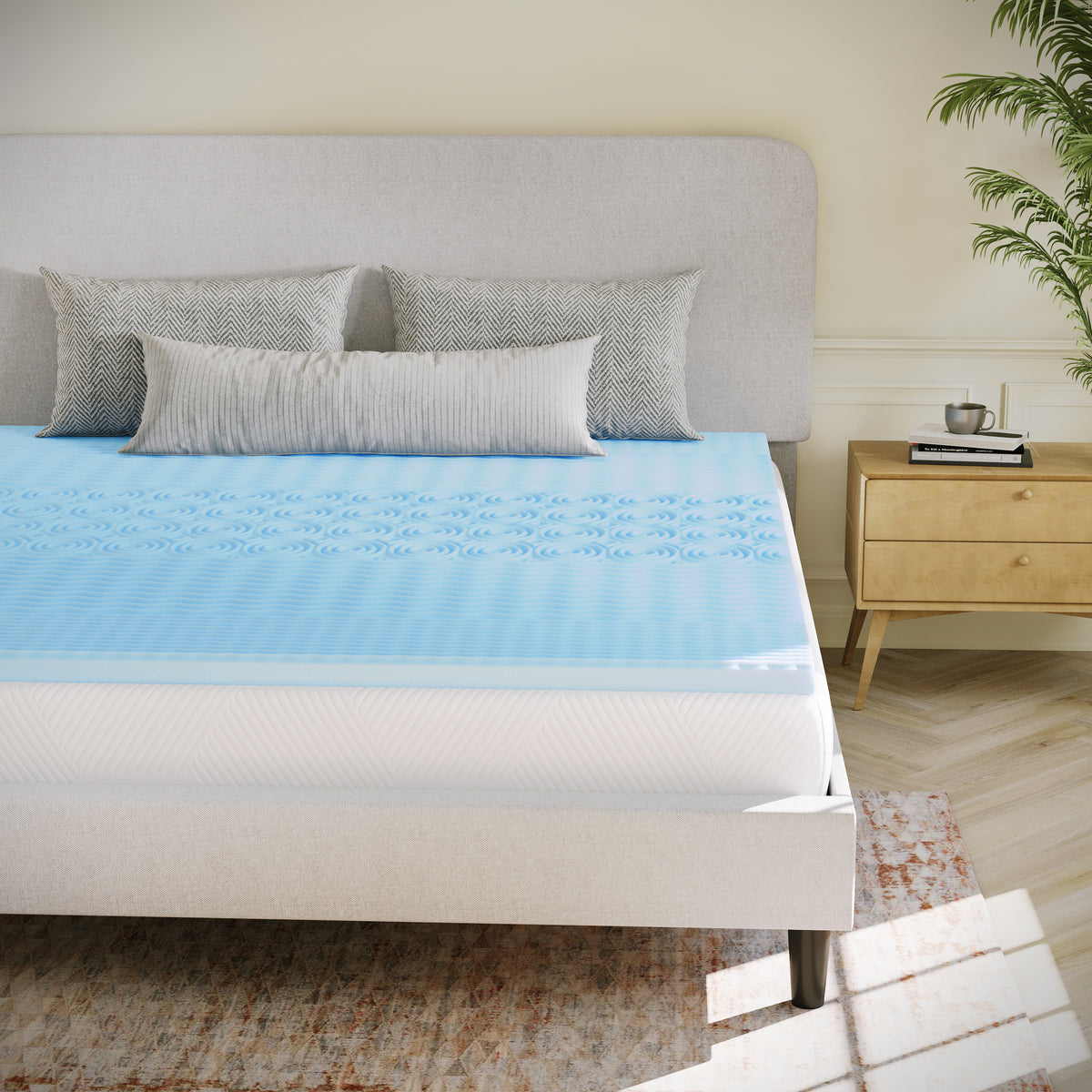 Capri Comfortable Sleep Cooling Gel Infused 5-Zone Memory Foam Mattress Topper with CertiPUR-US Certified Foam
