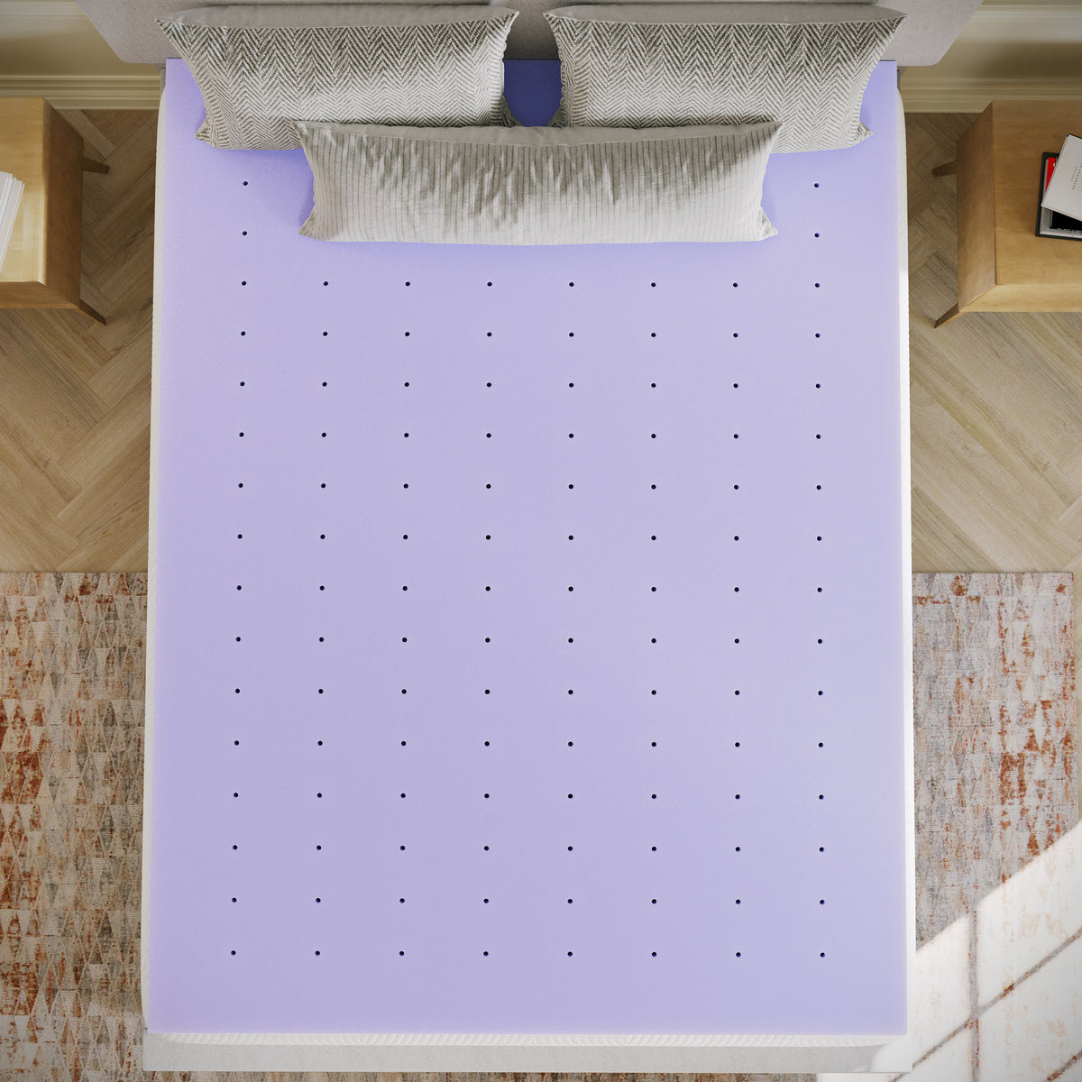 Capri Comfortable Sleep Lavender Infused Memory Foam Mattress Topper with Ventilated Design and CertiPUR-US Certified Foam