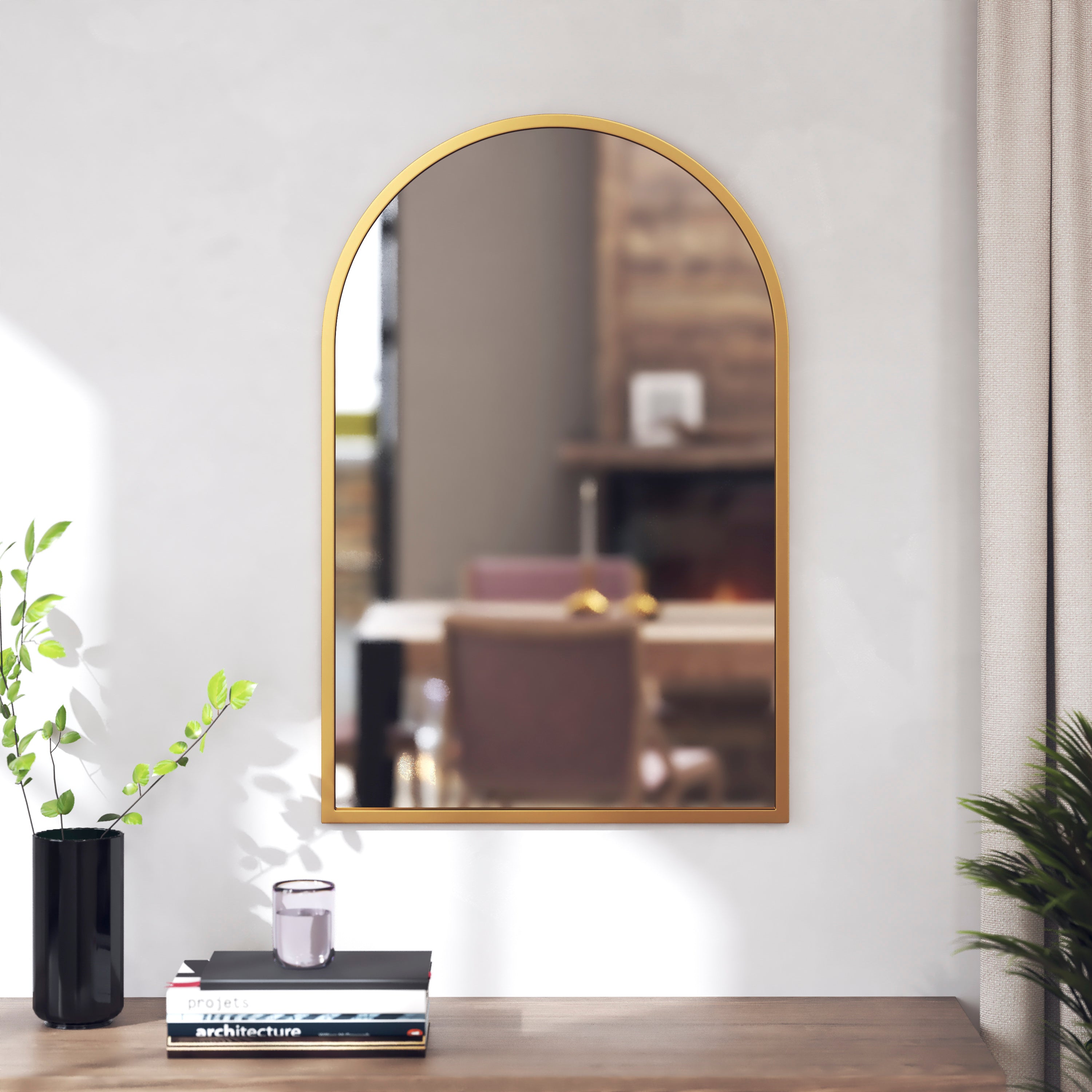 Mila Arched Metal Framed Wall Mirror for Hallways, Entryways, Dining and Living Rooms
