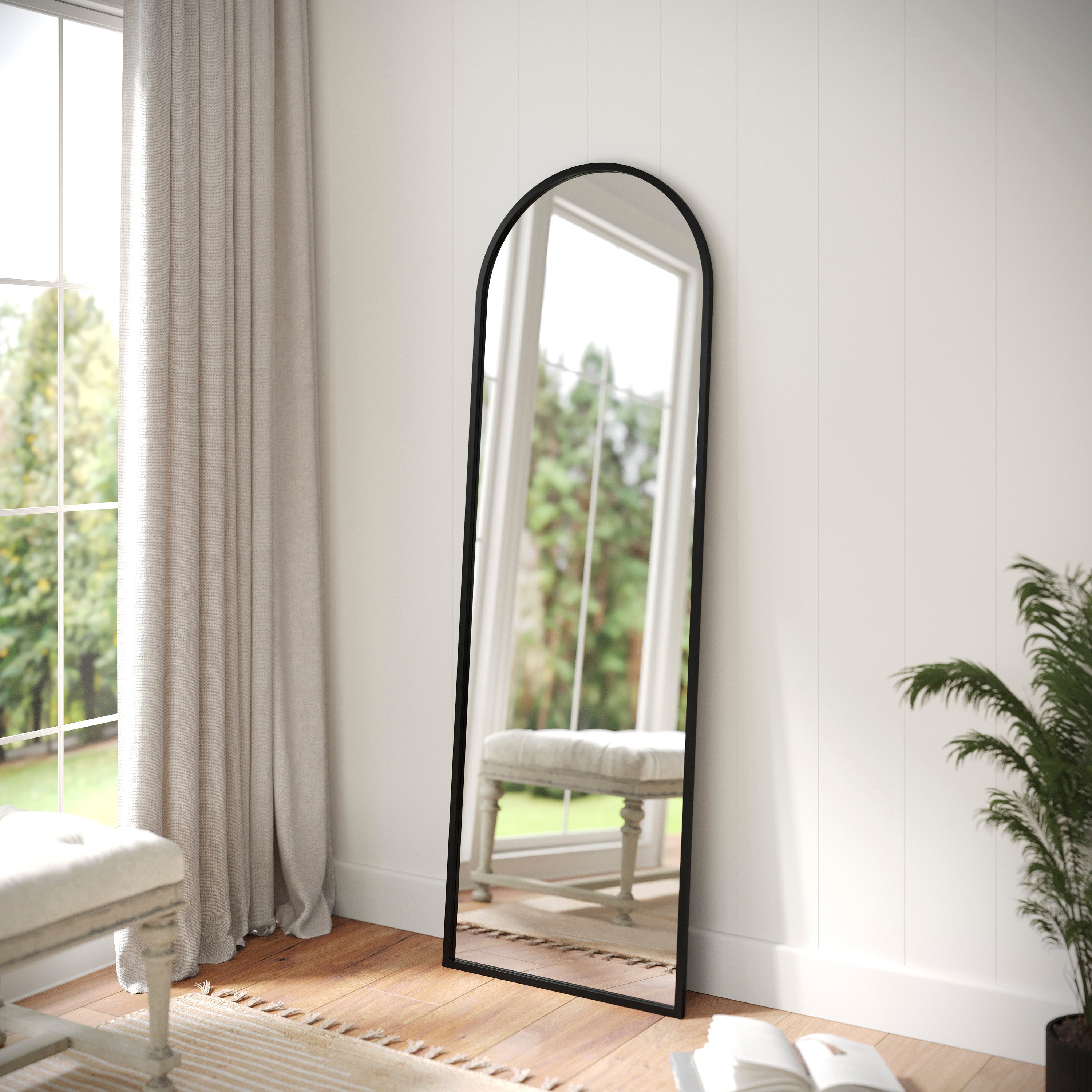 Mila Arched Metal Framed Wall Mirror for Hallways, Entryways, Dining and Living Rooms