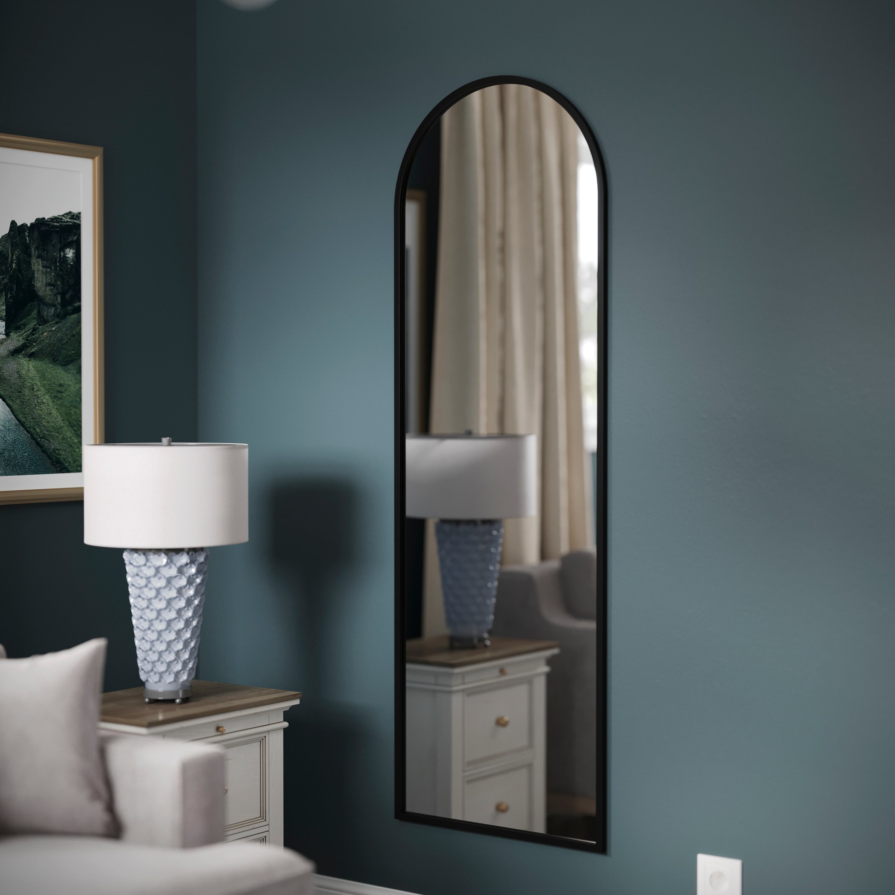 Mila Arched Metal Framed Wall Mirror for Hallways, Entryways, Dining and Living Rooms