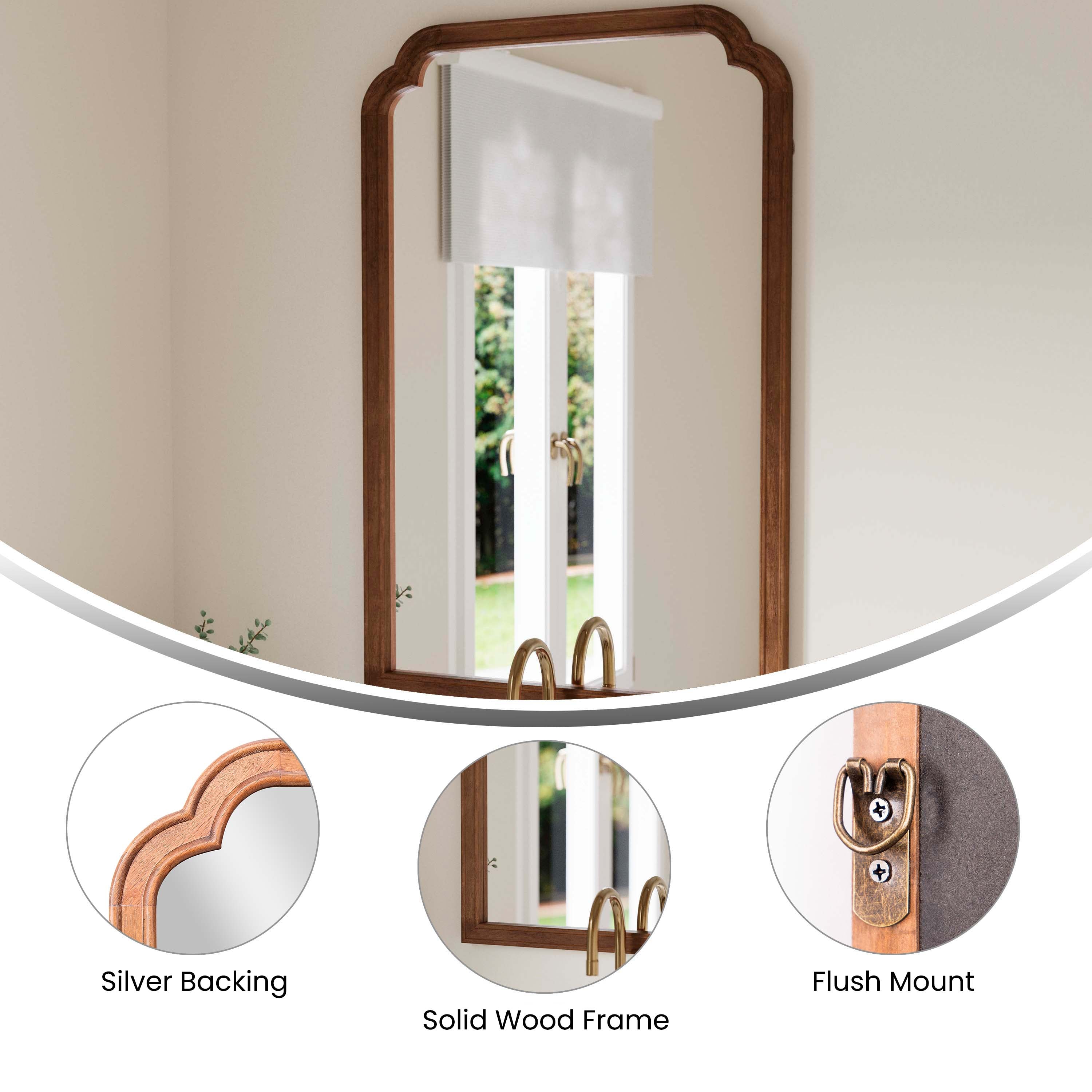 Efie Large Accent Wall Mirror with Solid Wood Frame for Bathroom, Entryway, Dining Room & Living Room