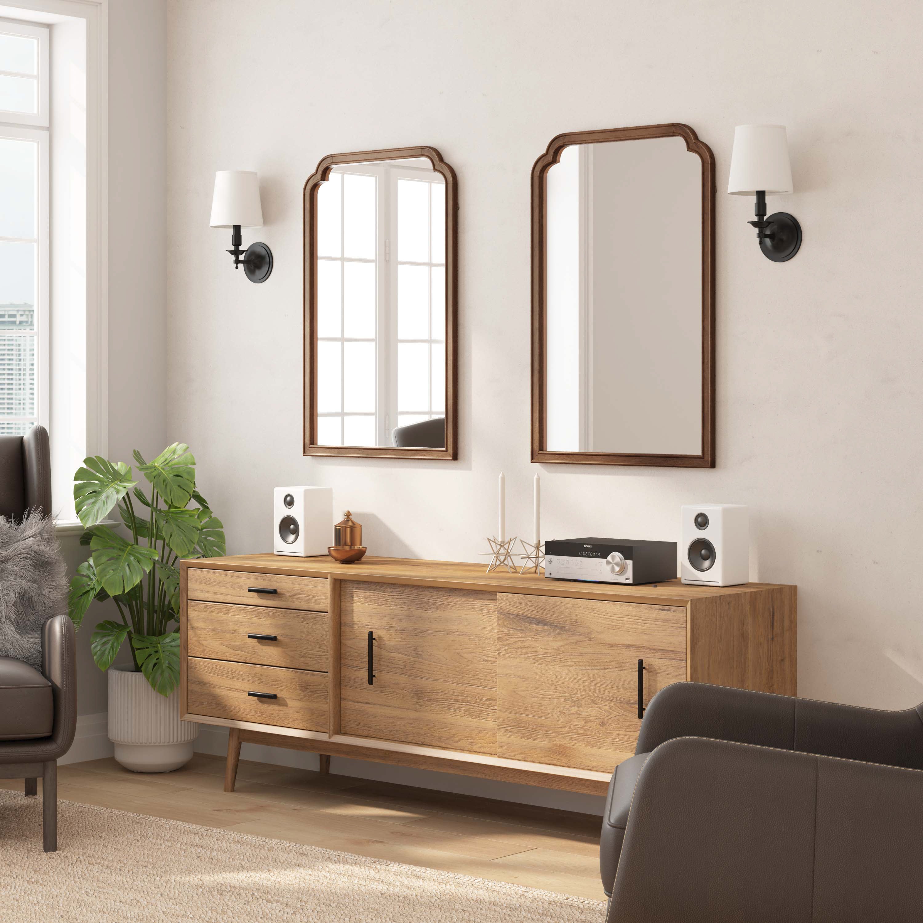 Efie Large Accent Wall Mirror with Solid Wood Frame for Bathroom, Entryway, Dining Room & Living Room
