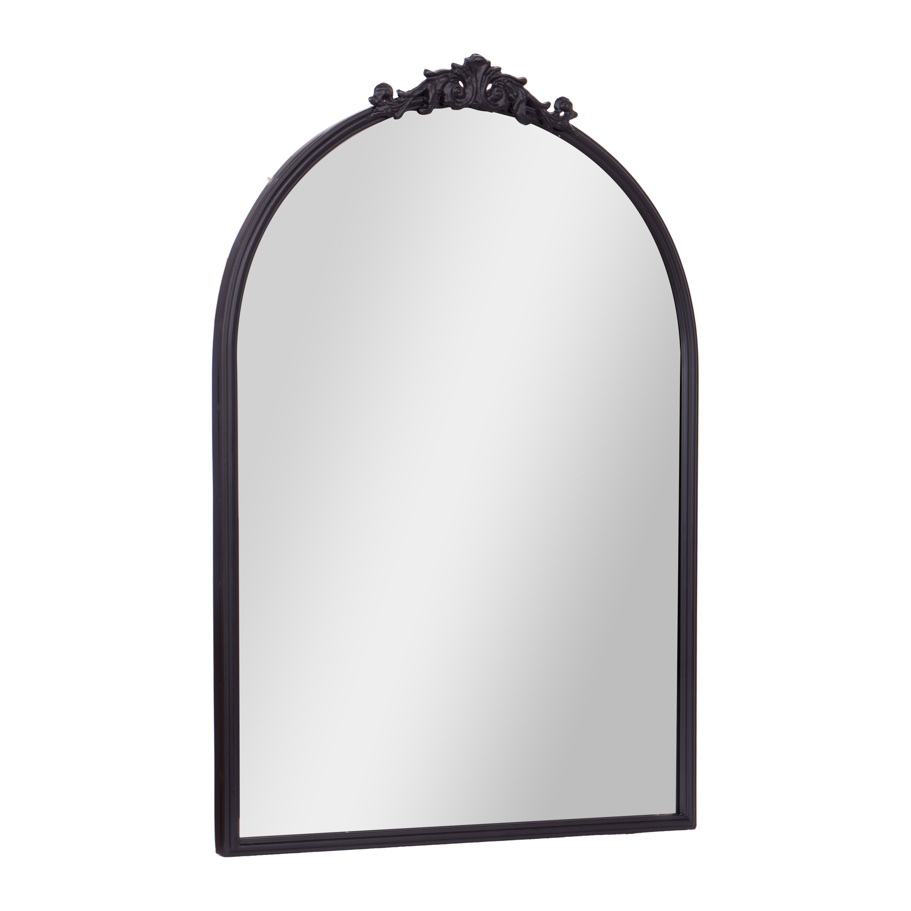 Esme Traditional Arched Wall Mirror with Baroque Detail - Large Accent Mirror for Bathroom, Entryway, Dining Room, & Living Room