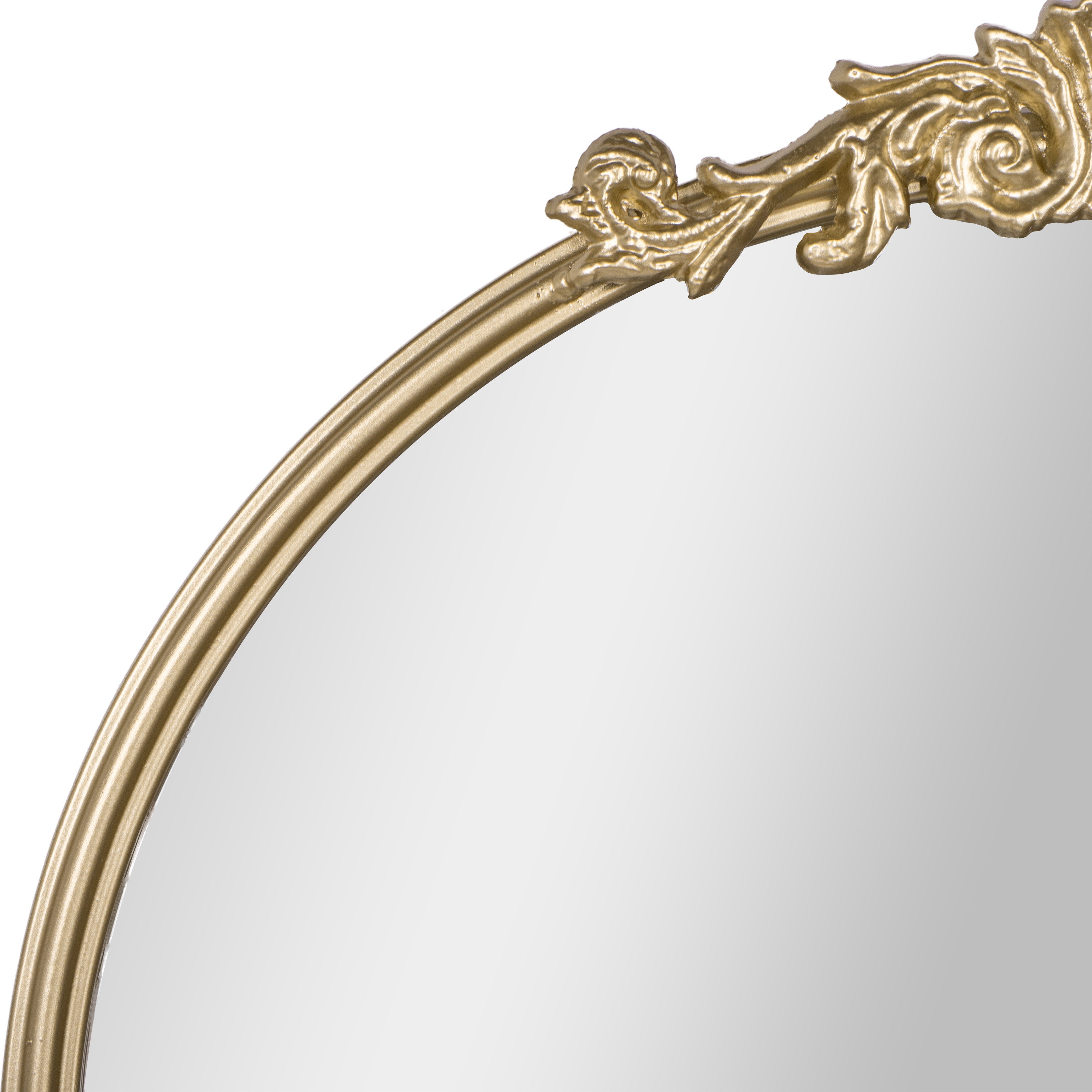 Esme Traditional Arched Wall Mirror with Baroque Detail - Large Accent Mirror for Bathroom, Entryway, Dining Room, & Living Room